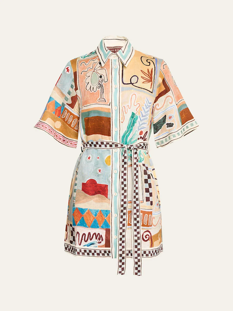 Michelle Linen Mini Shirtdress - 1