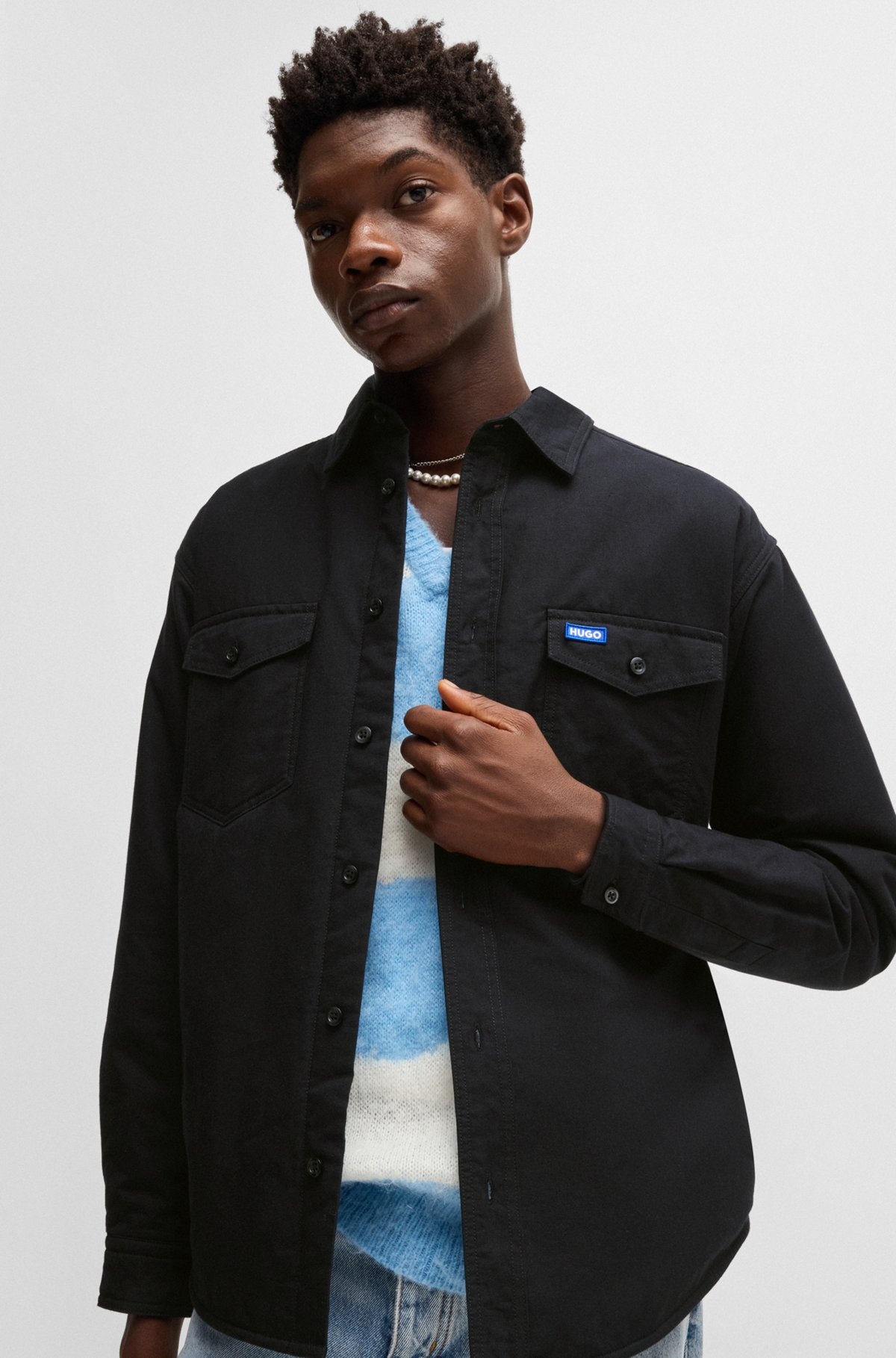 OVERSIZE-FIT PADDED OVERSHIRT IN OXFORD COTTON - 6