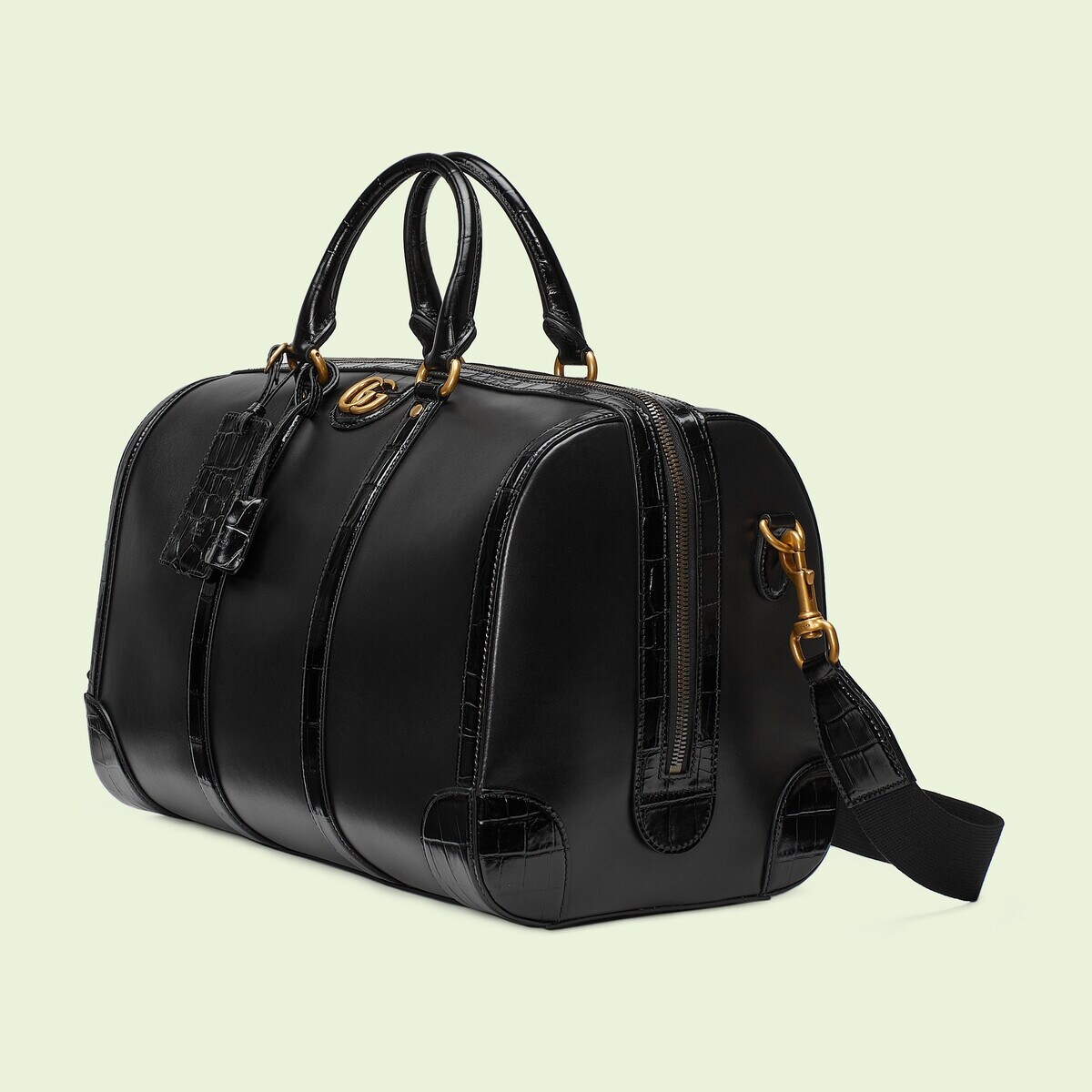 Crocodile trim duffle bag with Double G - 2