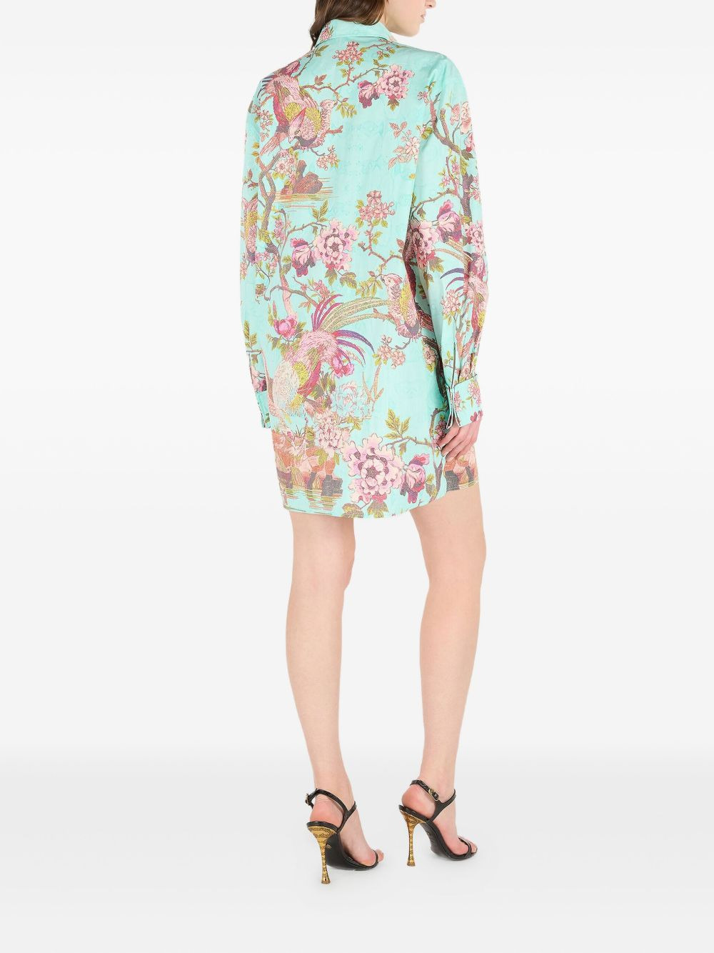 naturalistic-motif shirt mini dress - 4