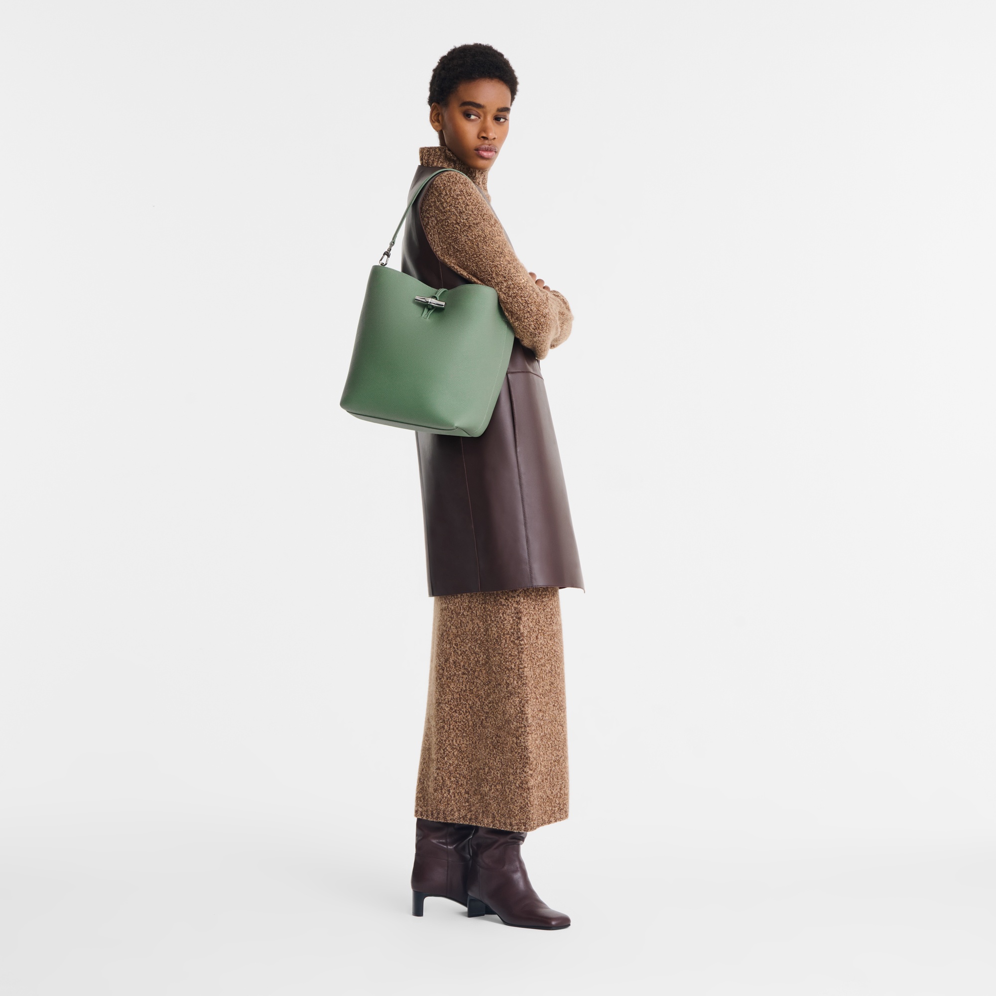 Le Roseau M Hobo bag Oregano - Leather - 2