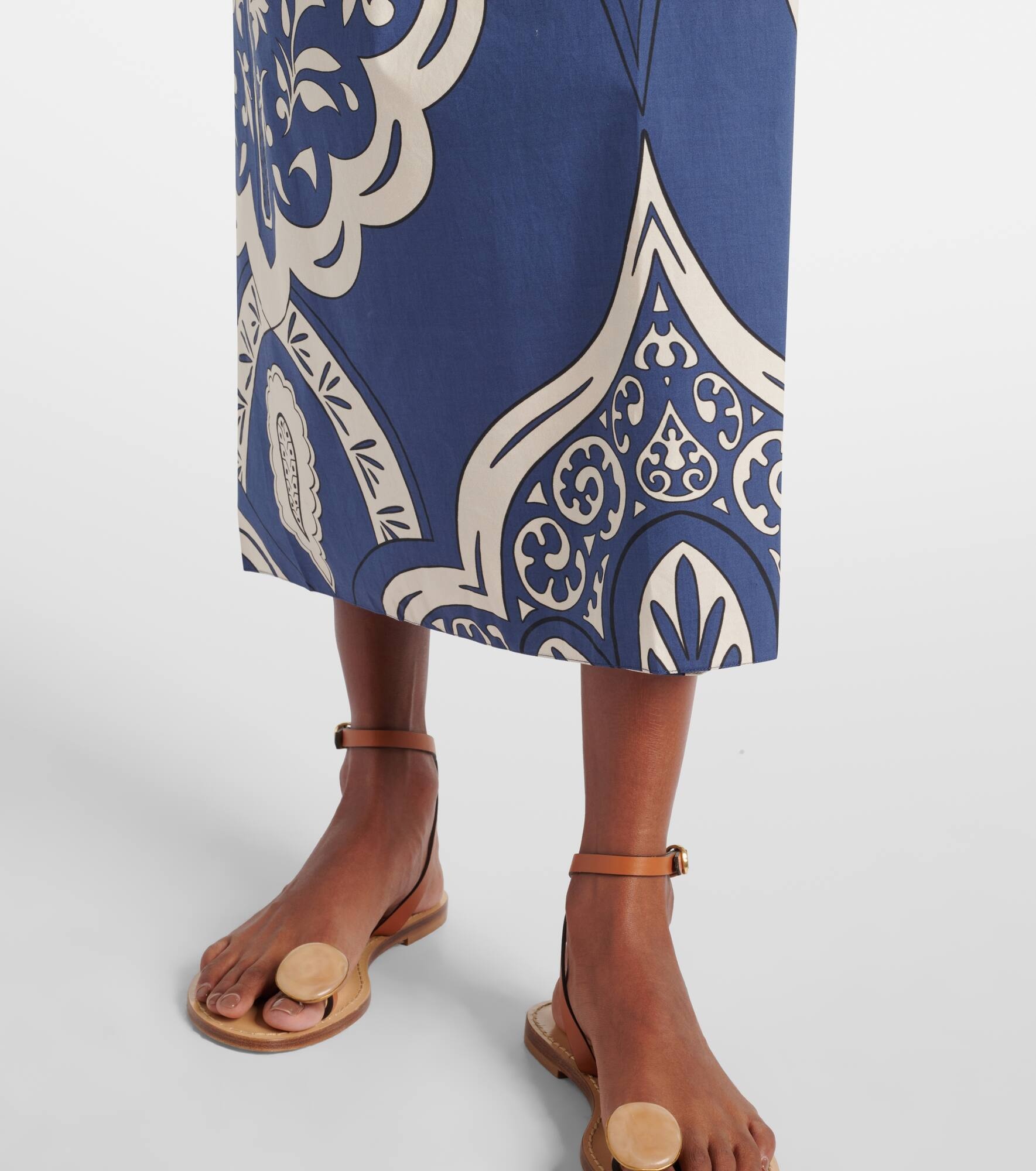 Printed cotton poplin wrap skirt - 5