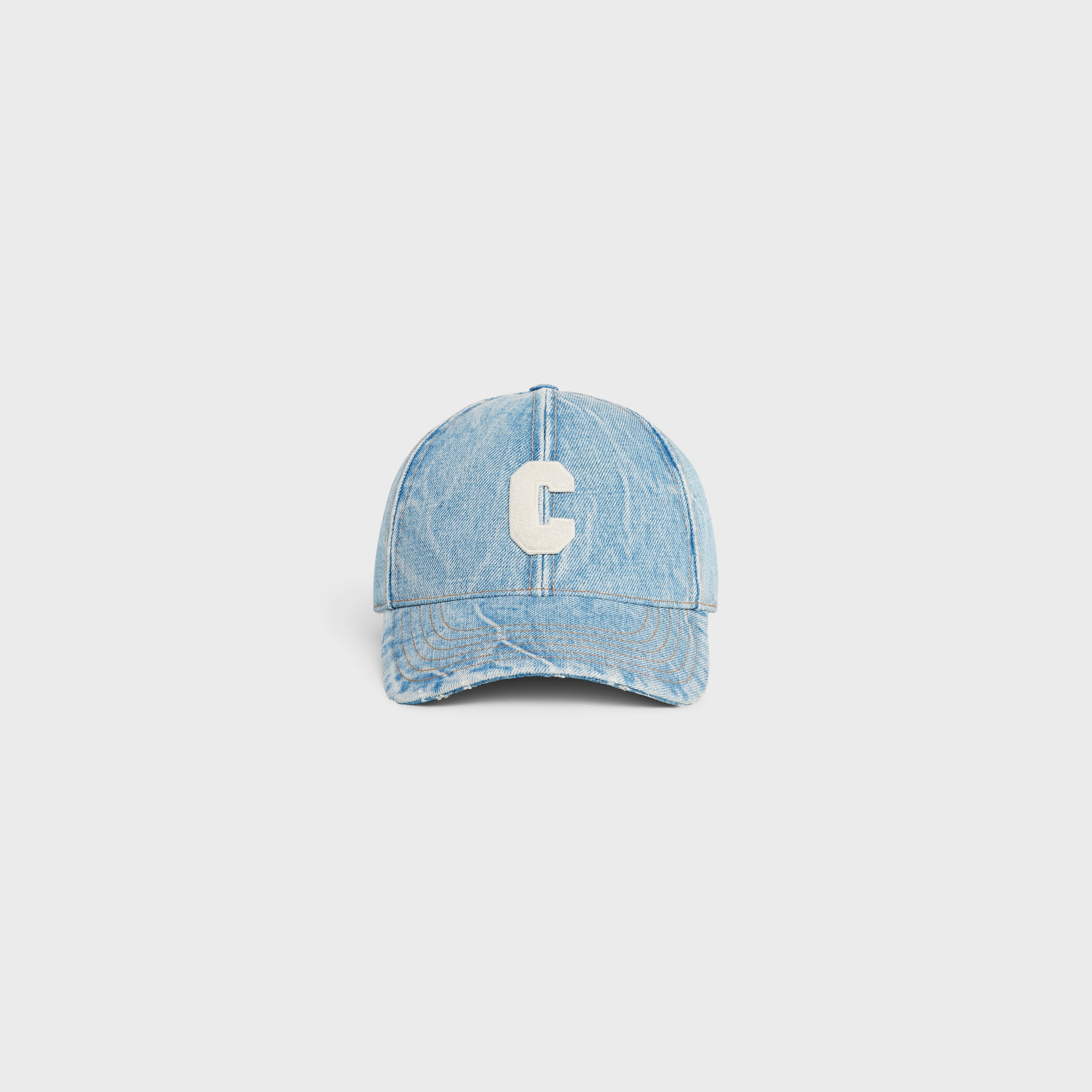 initial baseball cap in denim - 2