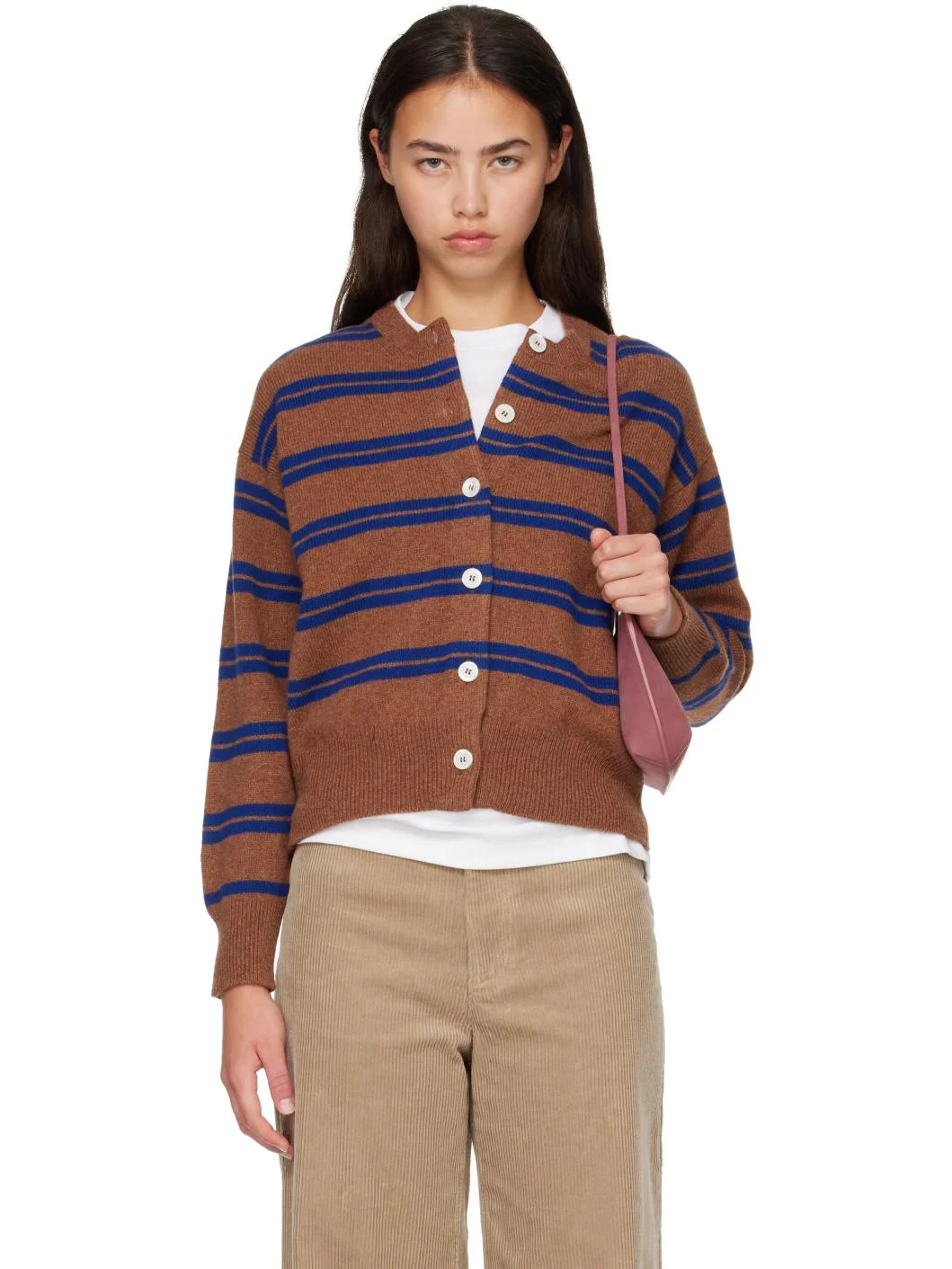 Brown Ada Crewneck Cardigan - 1