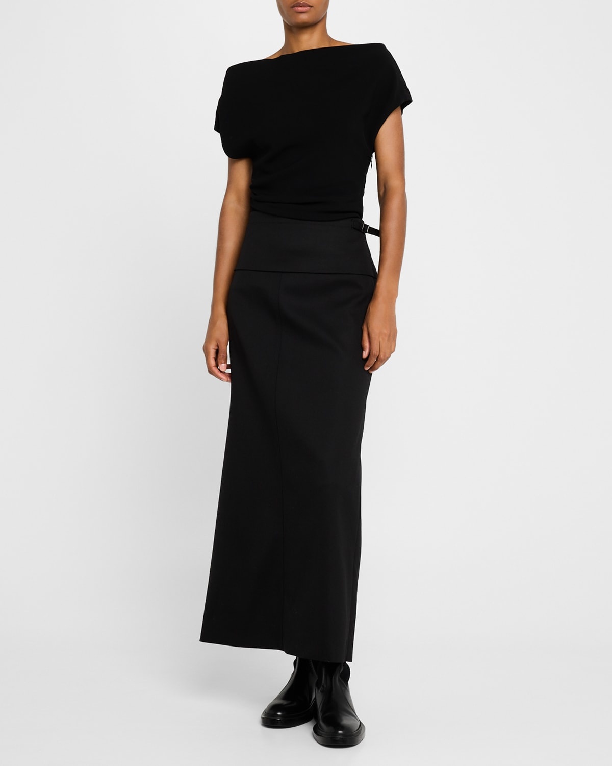 Adriana Wool Twill Suiting Maxi Skirt - 3