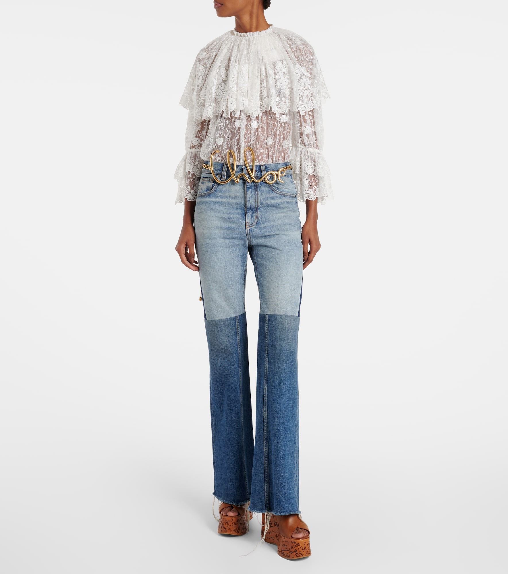Patchwork flared jeans - 2