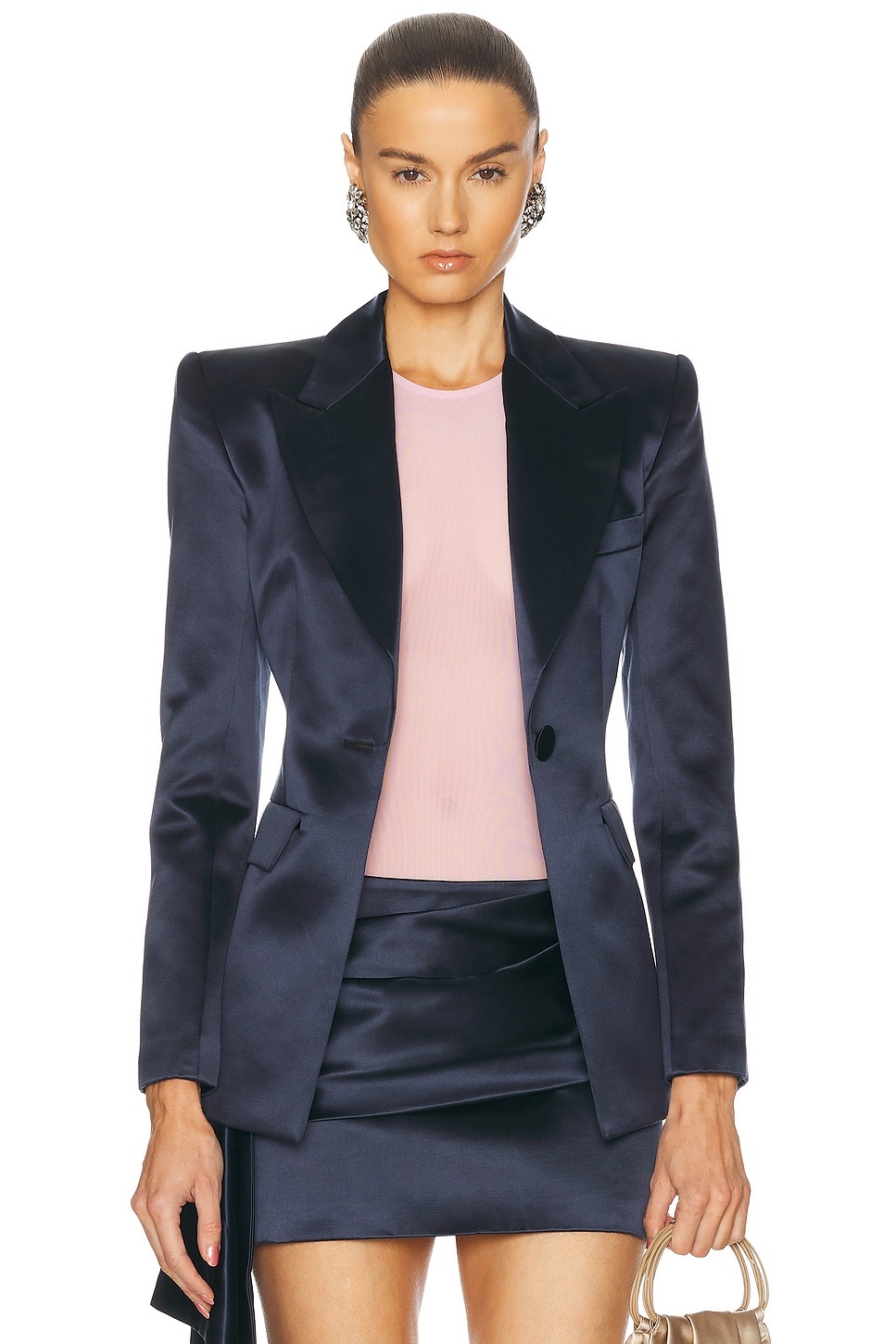 Fitted Satin Blazer - 1