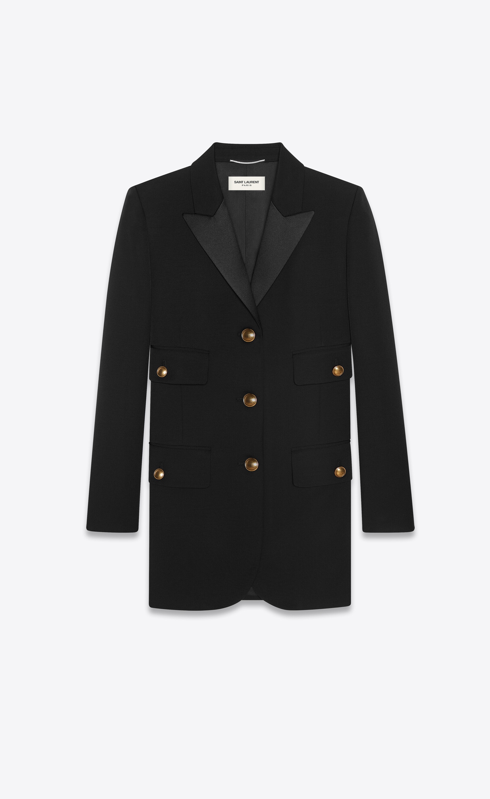 single-breasted tuxedo jacket in grain de poudre saint laurent - 1