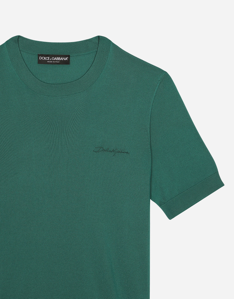 Round-neck silk sweater with Dolce&Gabbana logo 3