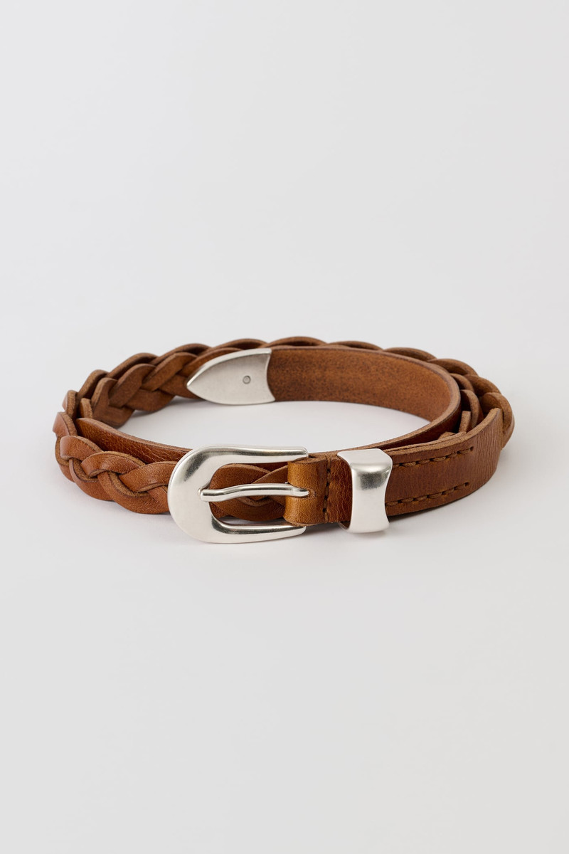 2 cm Braided Belt Cognac Leather 1