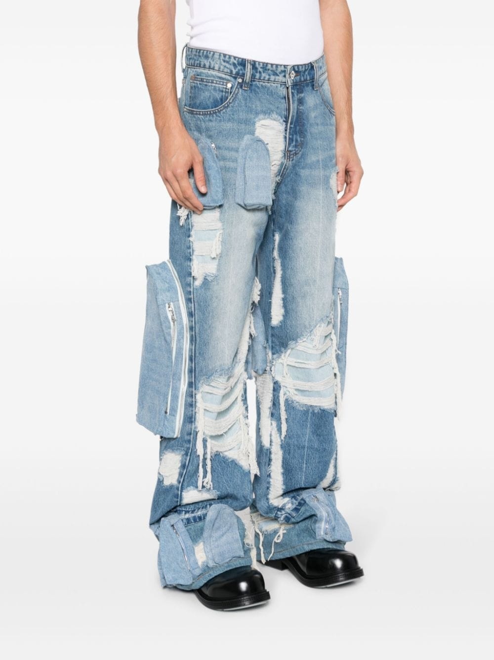 ripped wide-leg jeans - 3