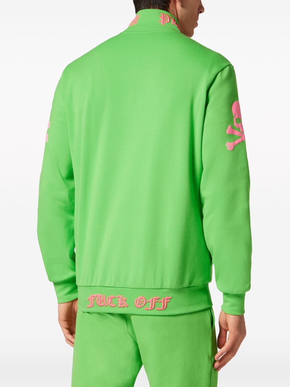 embroidered zip-up sweatshirt - 4