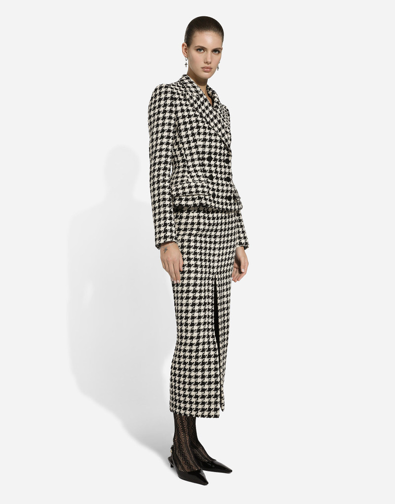 Long macro-houndstooth skirt 6