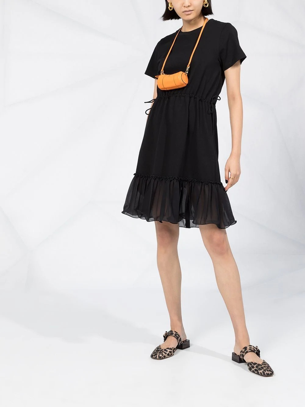 drawstring ruffled T-shirt dress - 2