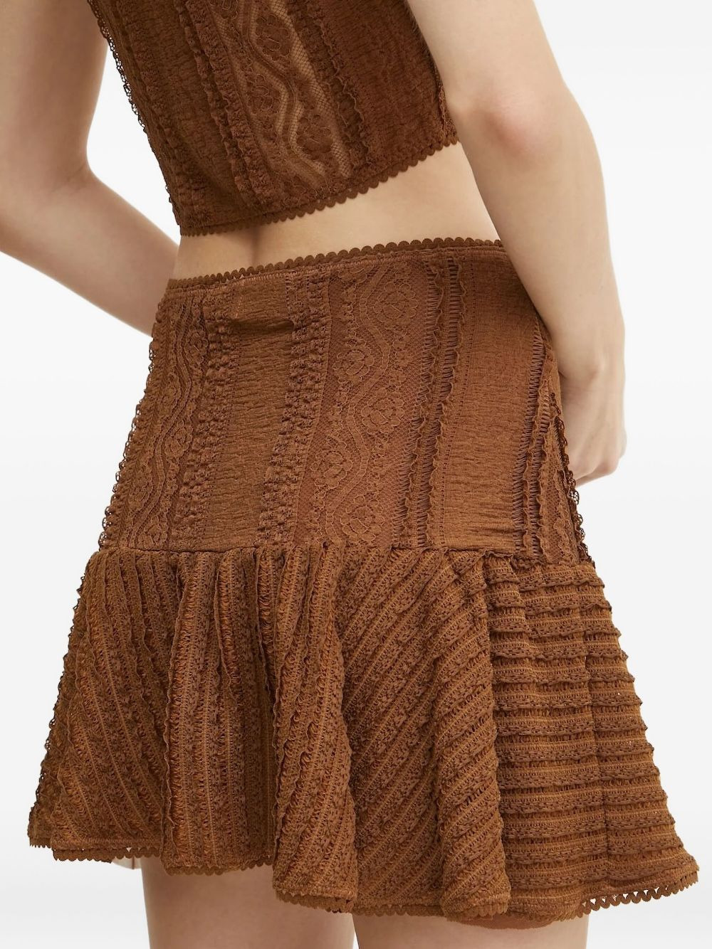 lace-trimmed ruffled mini skirt - 2