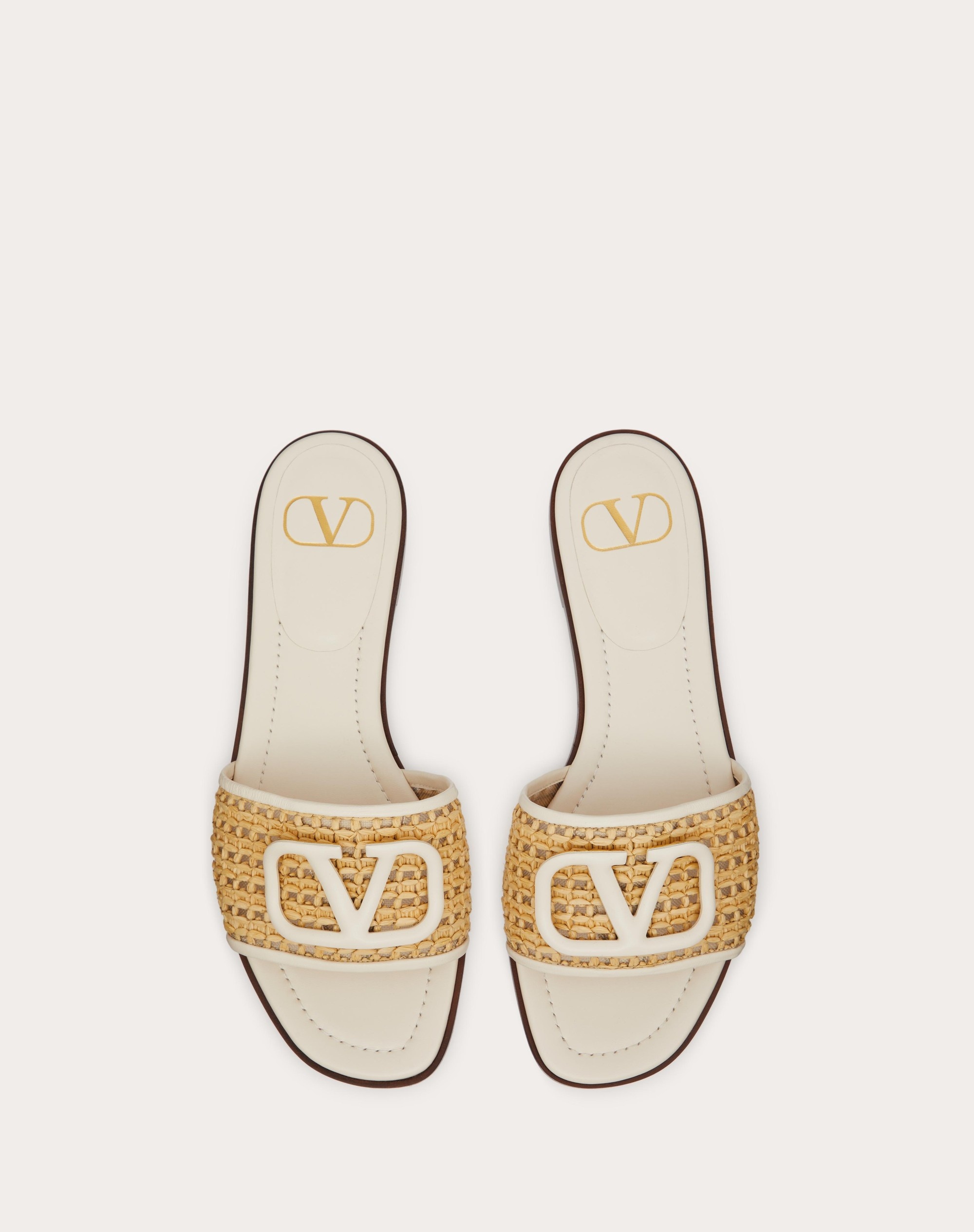 VLOGO SIGNATURE WOVEN RAFFIA SLIDE SANDAL 80MM - 4