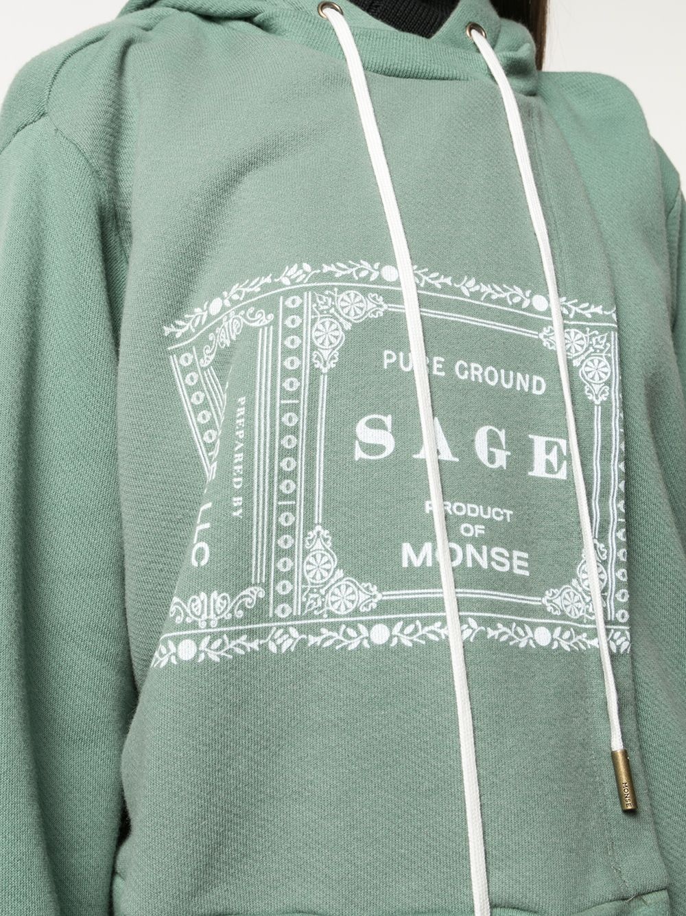 Sage printed asymmetric hem hoodie - 5