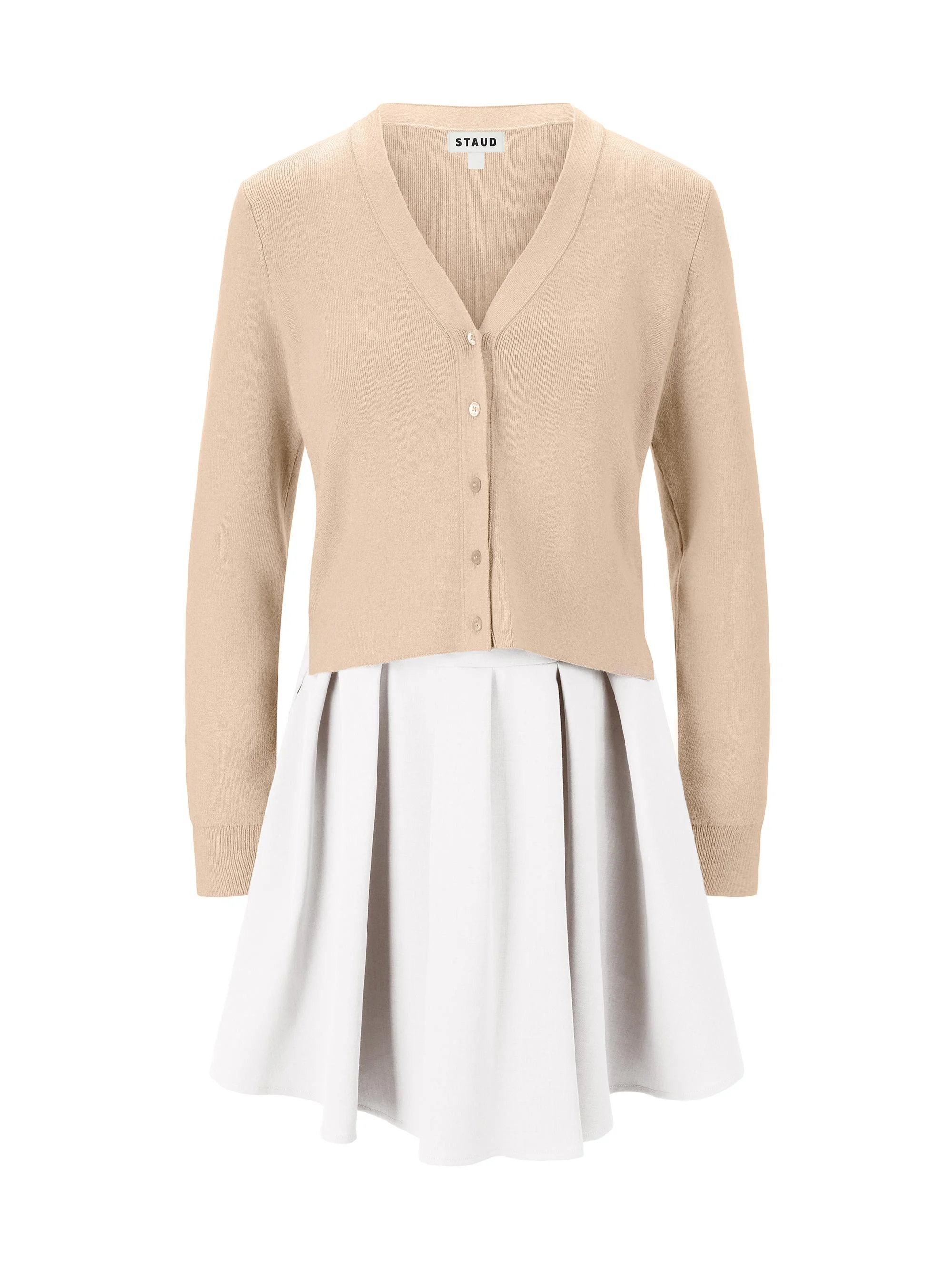 Women's Milo V-Neck Long-Sleeve Combo Minidress - Wheat White - 1