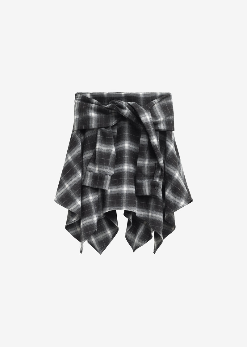Alix Tie Skirt - Black Plaid 1