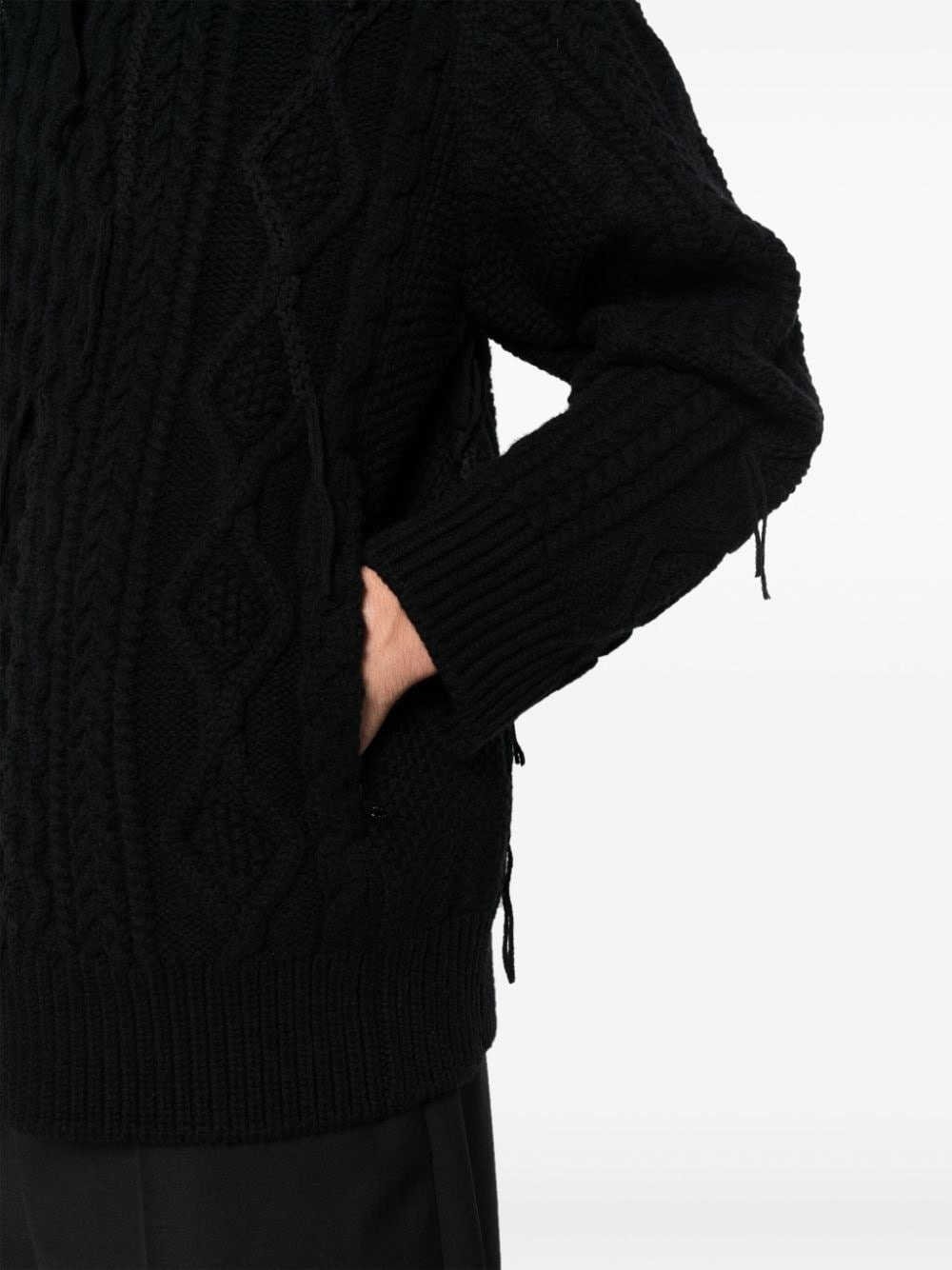 cable-knit drawstring hoodie - 5