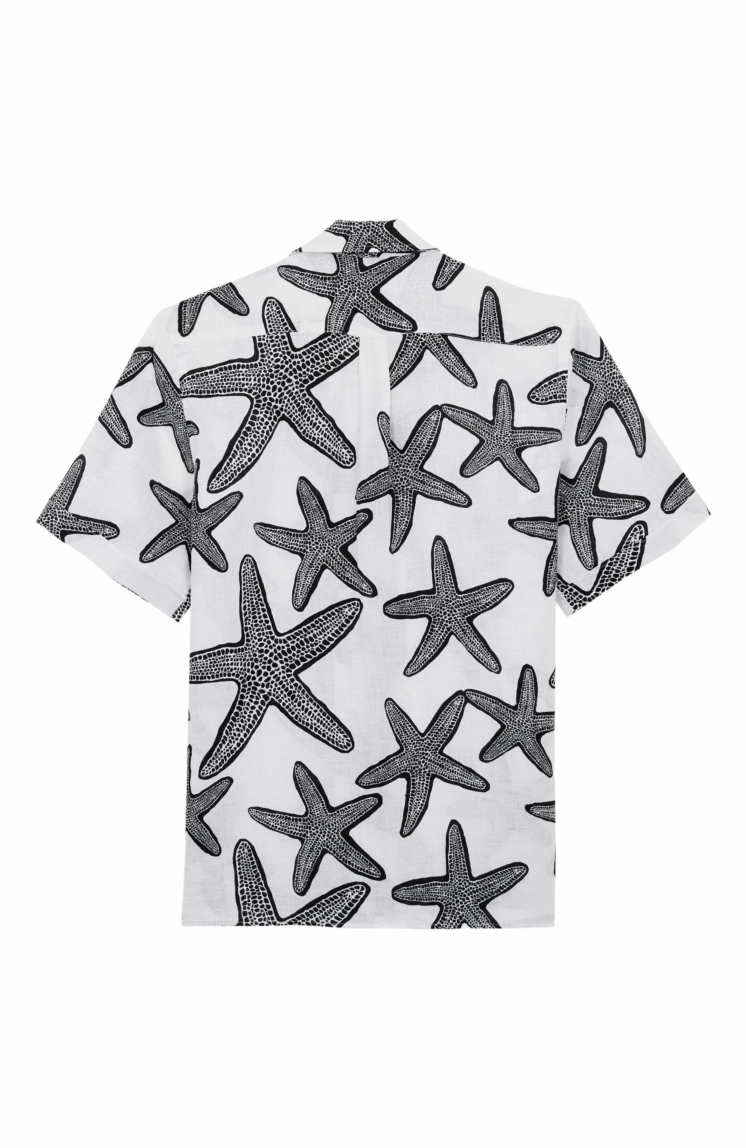 Vilebrequin Men's Starlettes Linen Bowling Shirt in Blanc at Nordstrom - 3