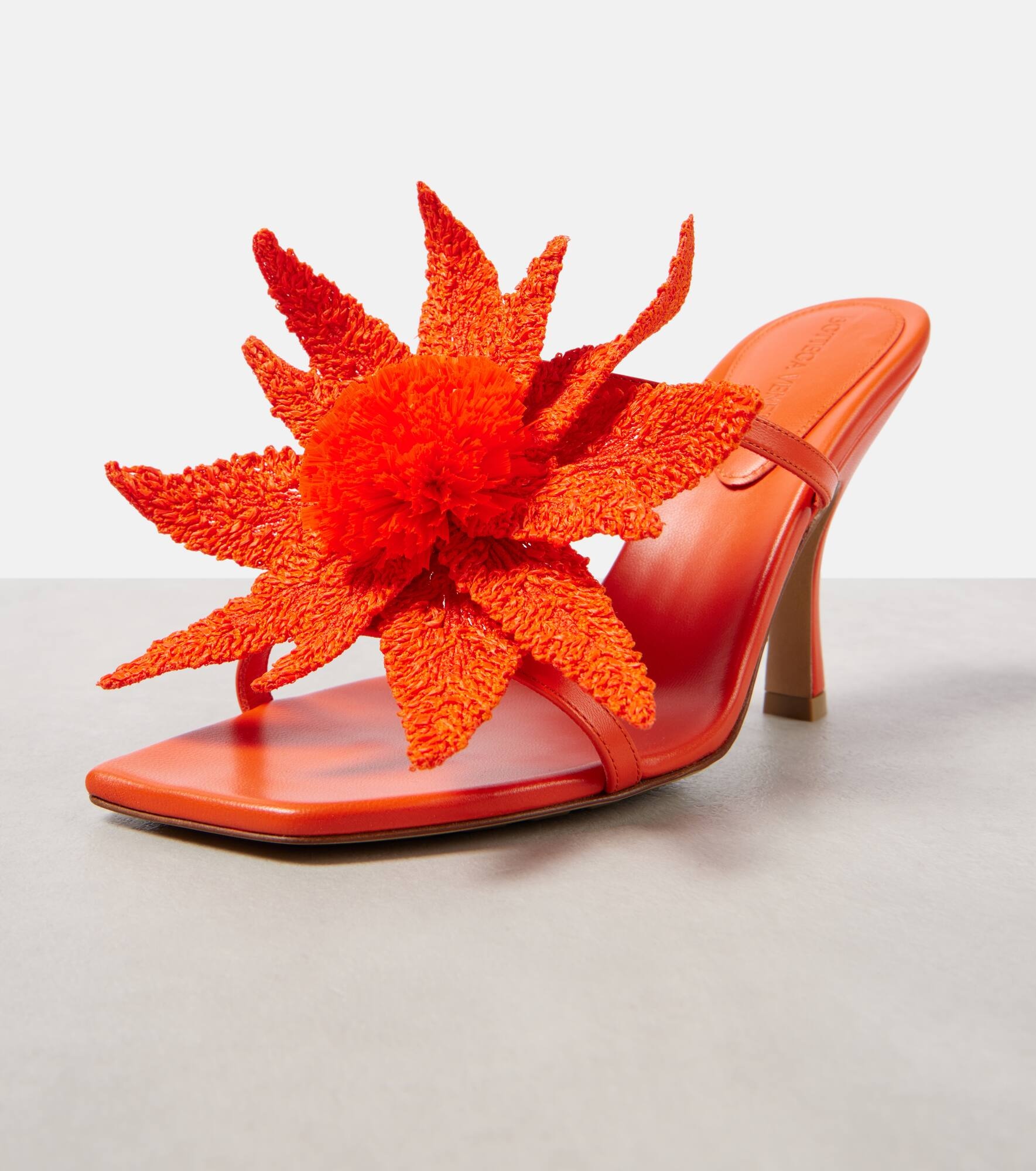 Adam raffia-trimmed leather mules - 5