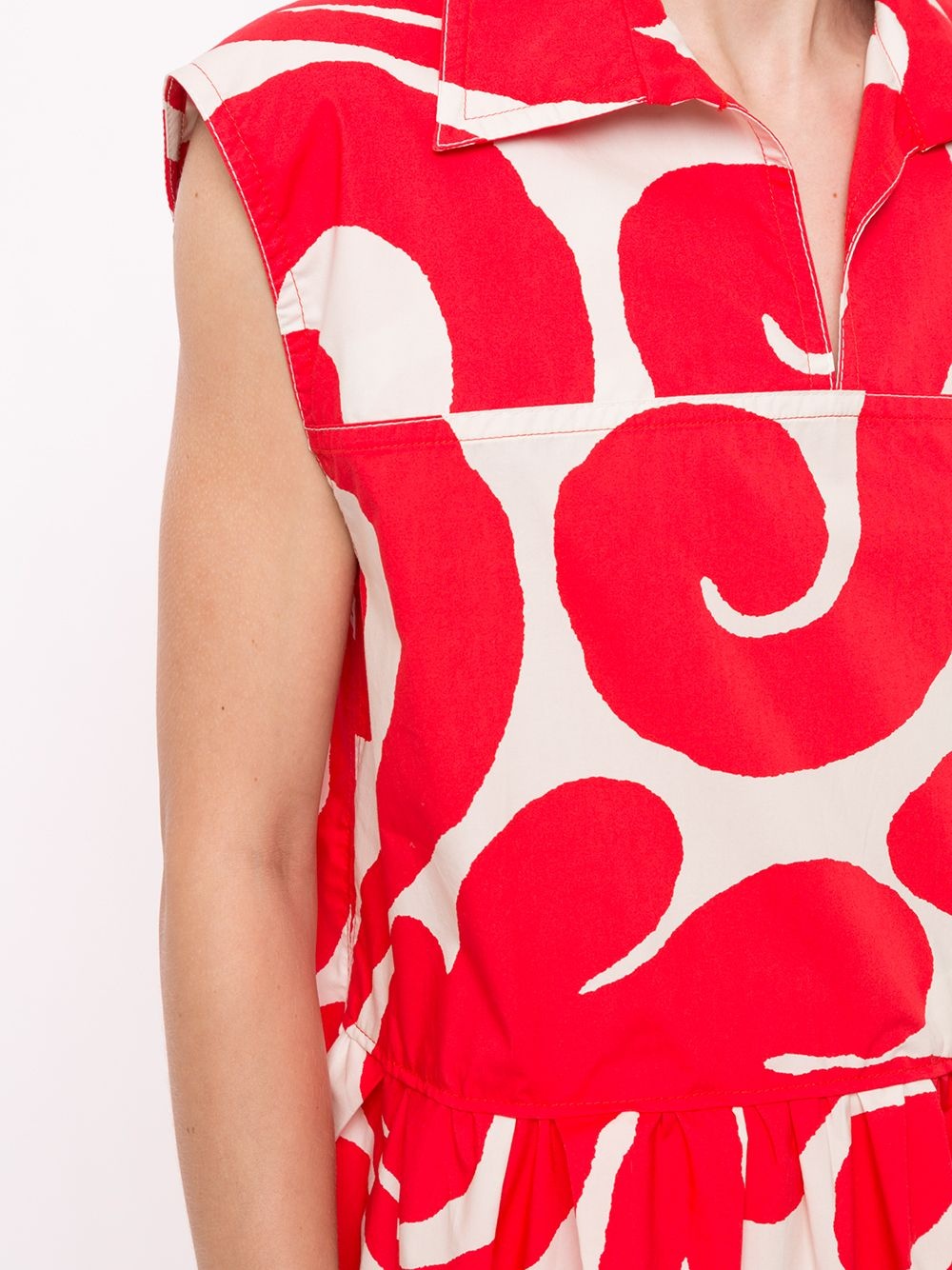 swirly print sleeveless shirt - 5