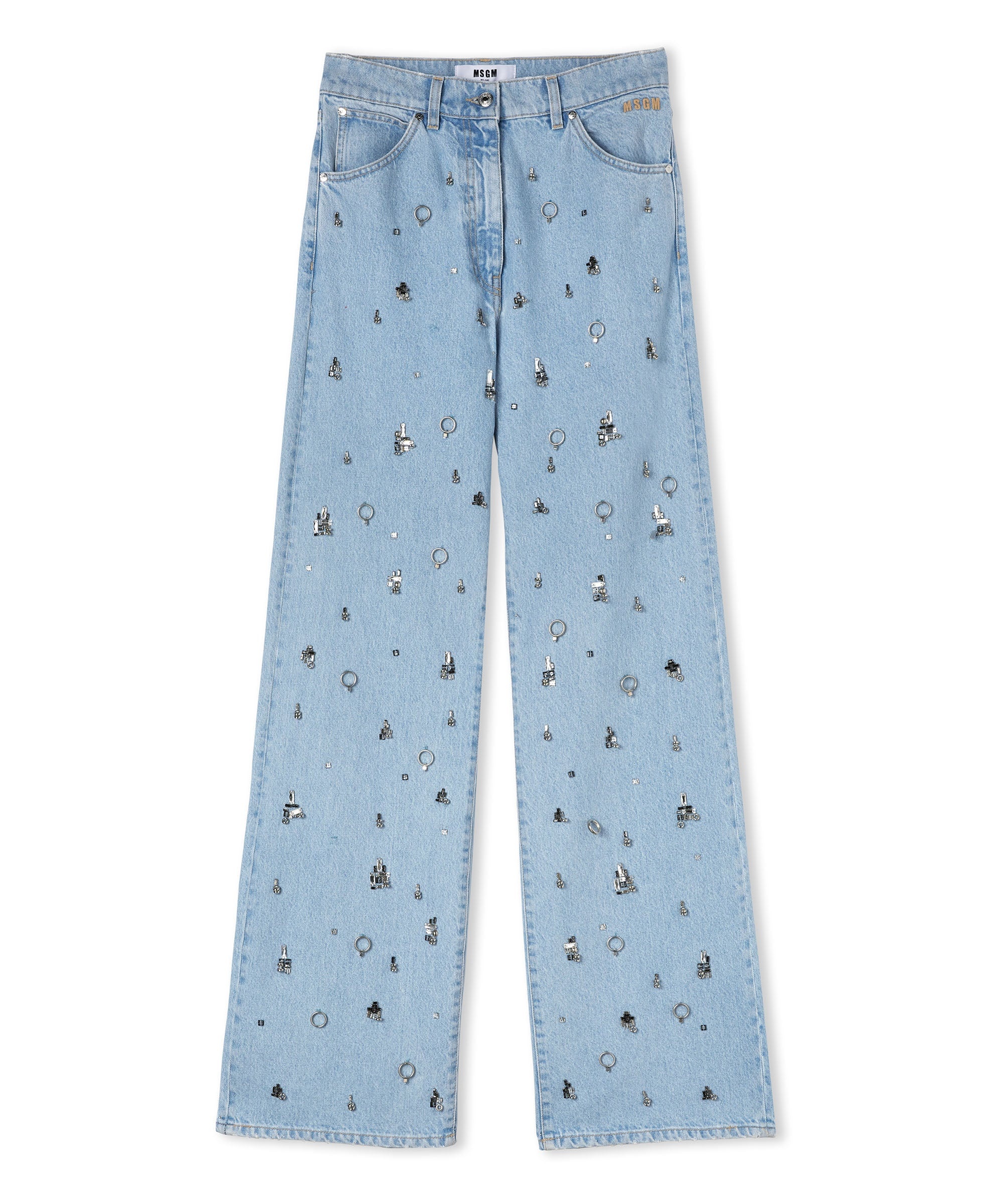 Straight cut jeans with applied jewels - 3