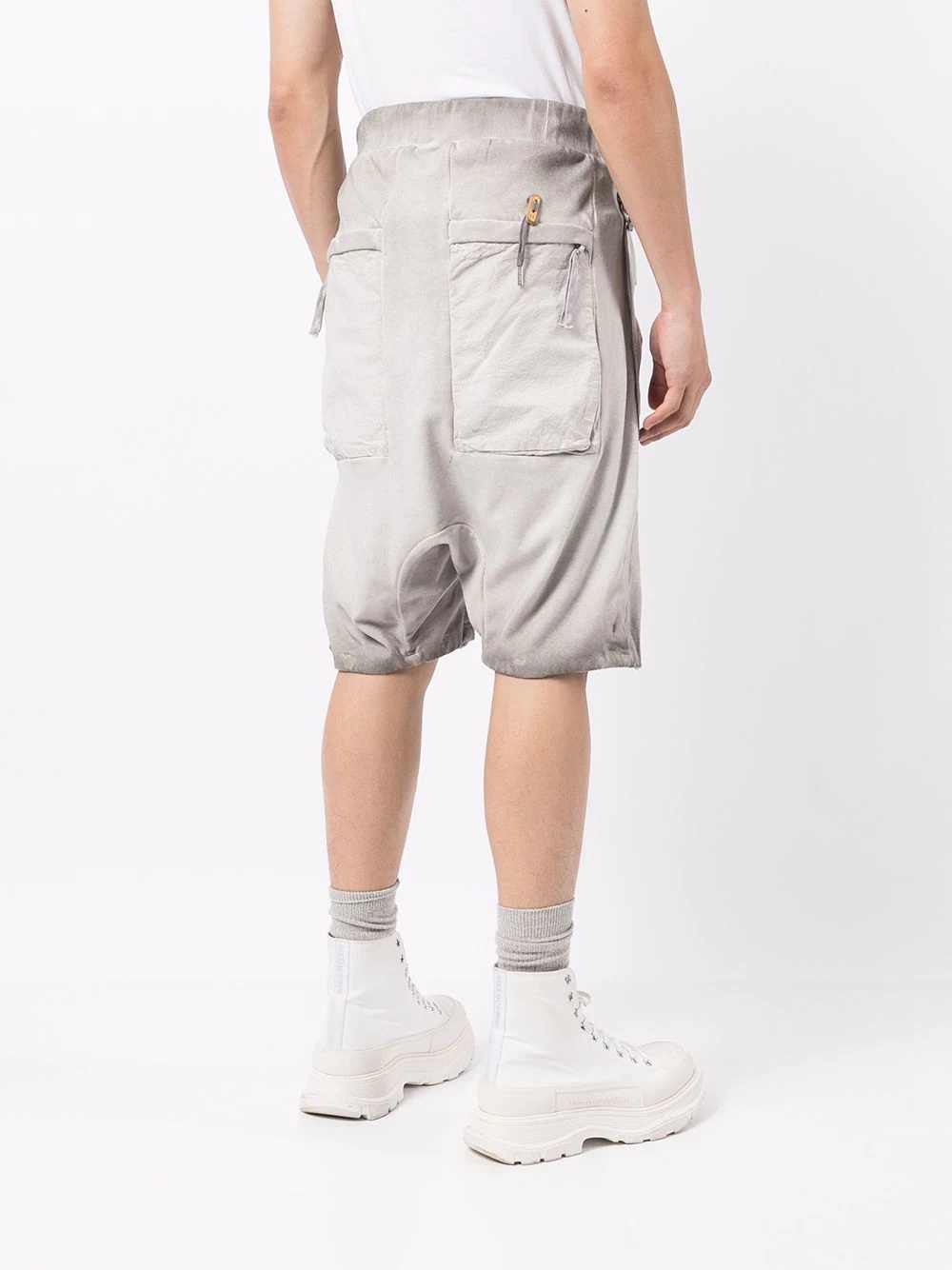 stonewashed cargo shorts - 4