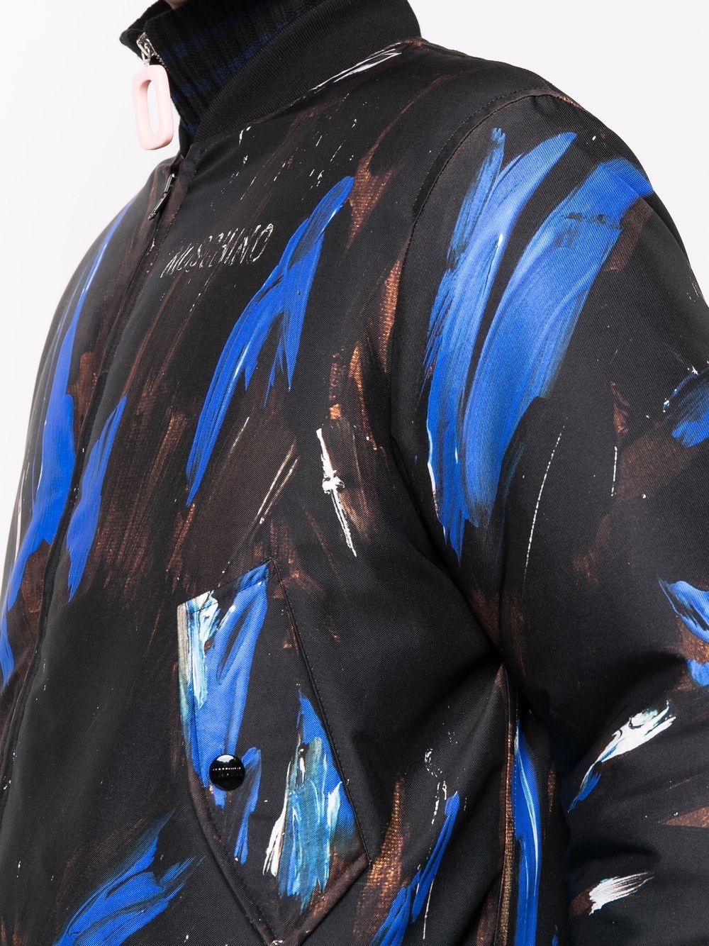 logo paint print bomber jacket - 5