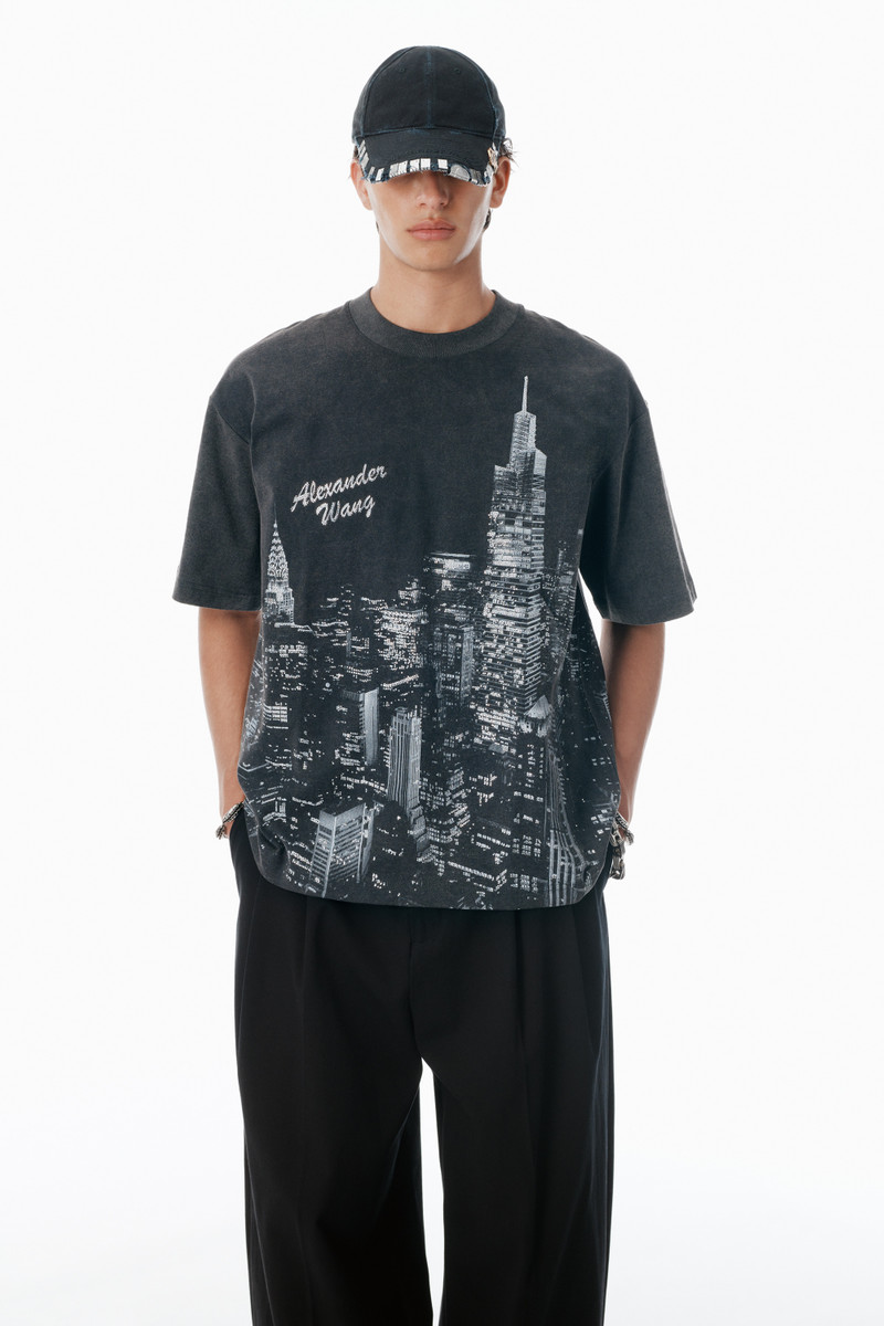 Black NY Skyline Crystal Hotfix T-Shirt 3