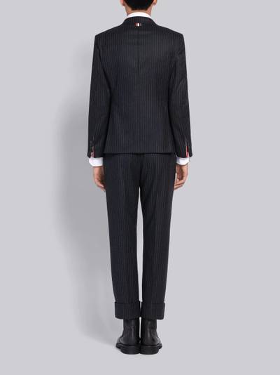 Thom Browne Dark Grey 120s Wool Flannel Narrow Chalk Stripe Classic Suit outlook