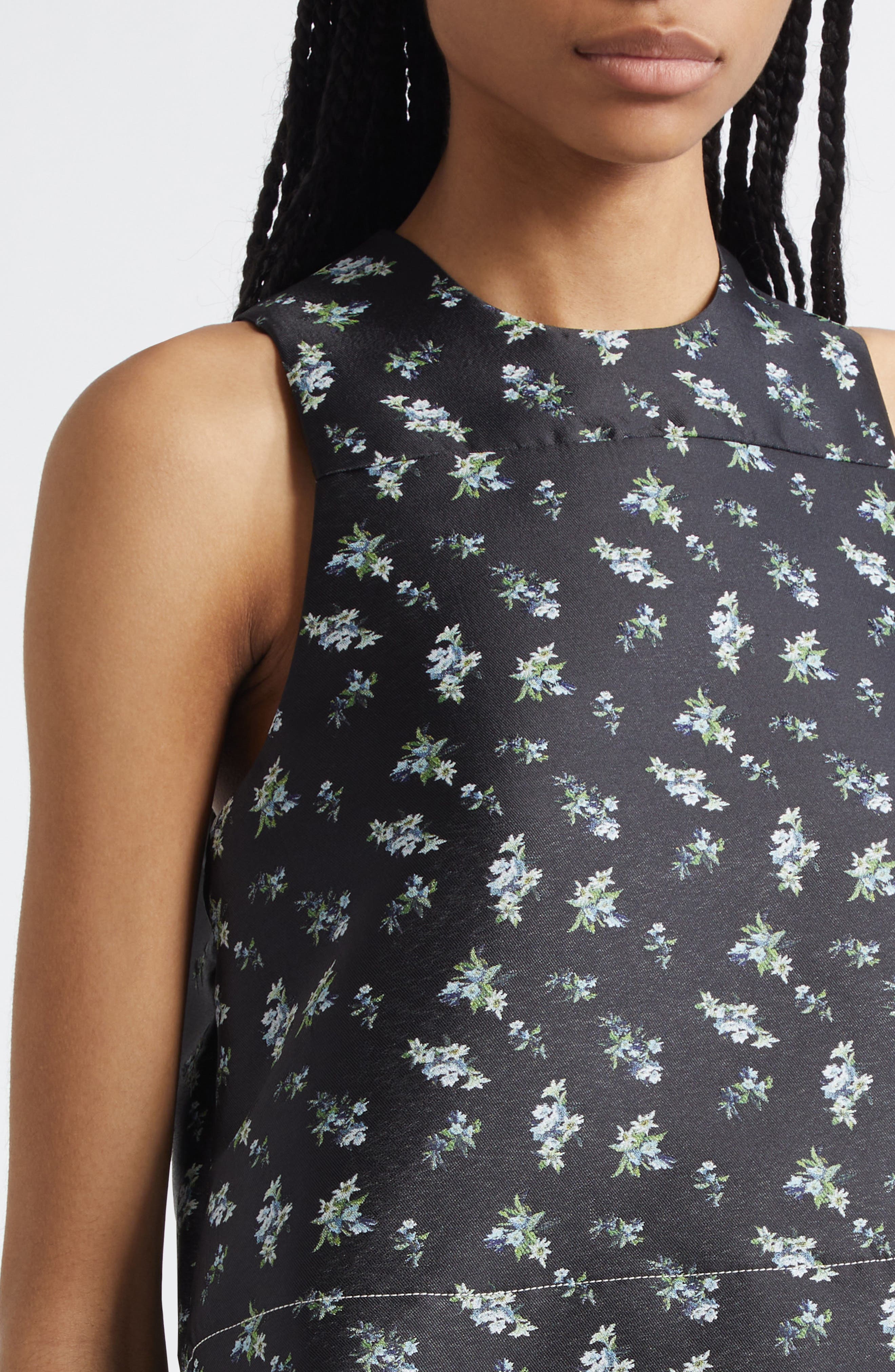 Ganni Floral Jacquard Shell in Black at Nordstrom - 4