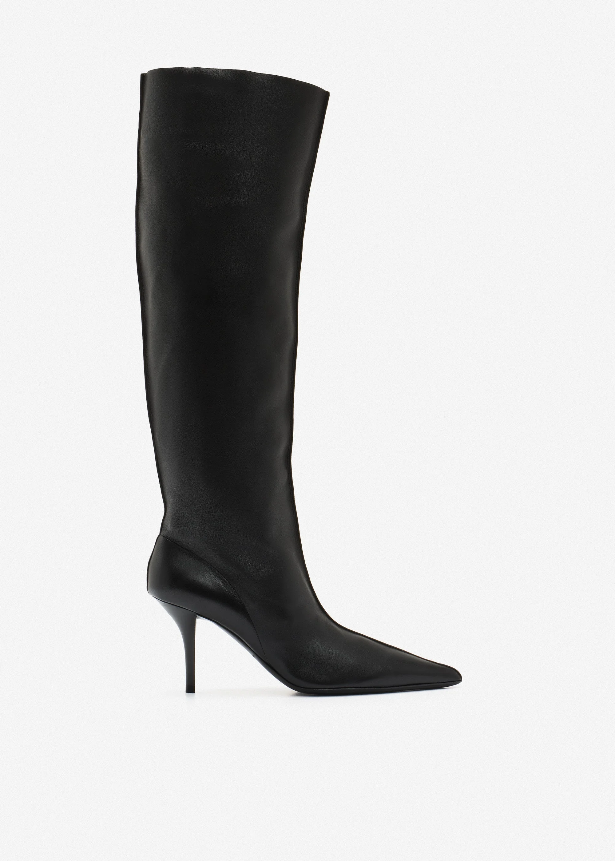 High-heel leather boots in black - 1