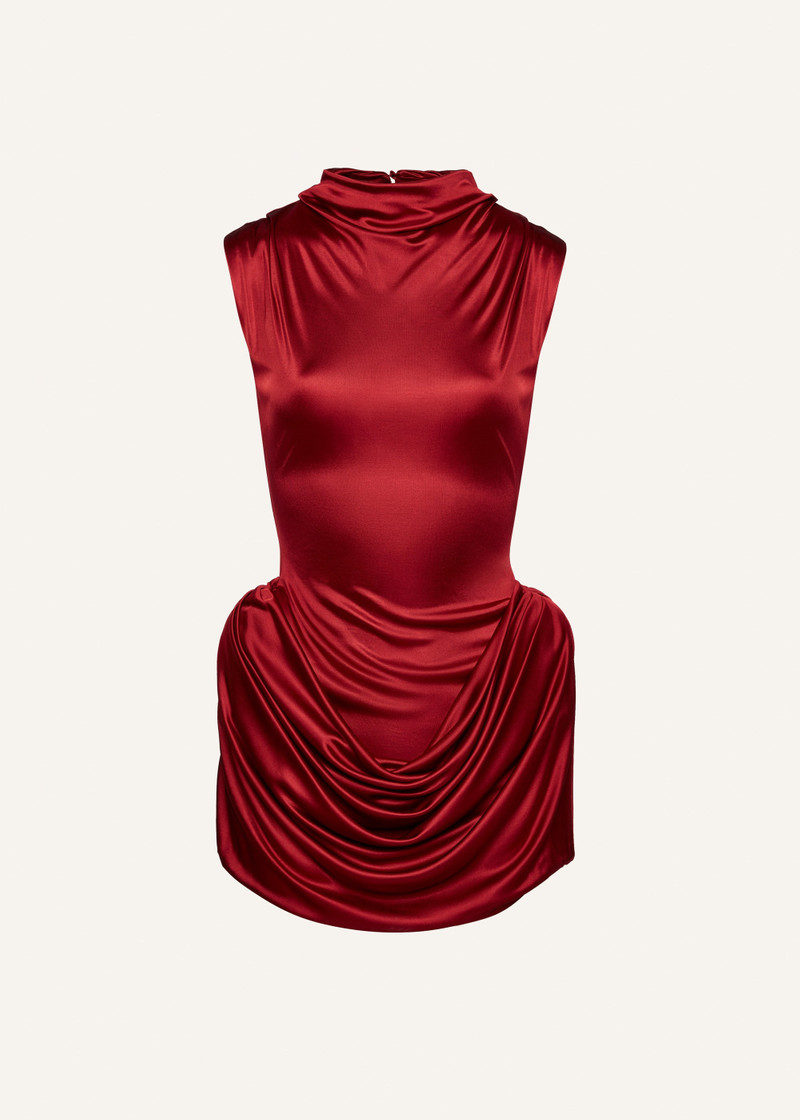 Padded hip mini dress in red - 1