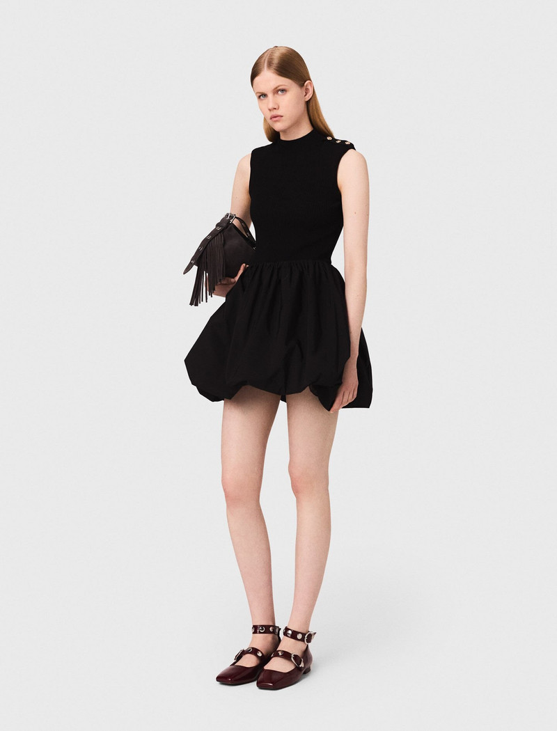 maje Mini ribbed knit and taffeta dress outlook