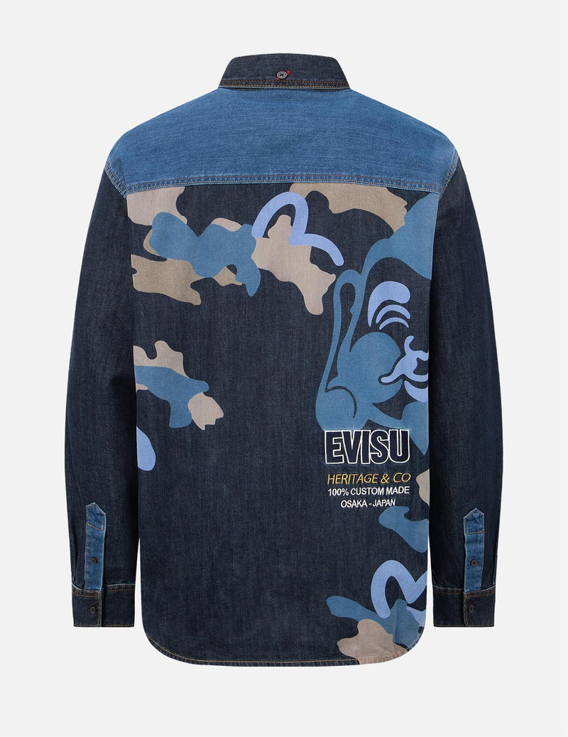 EVISU GODHEAD CAMOUFLAGE PRINT DENIM SHIRT outlook