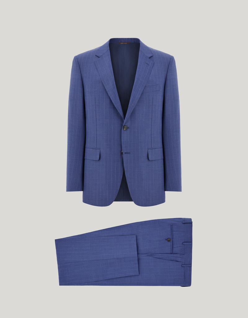 LIGHT BLUE DENIM-EFFECT WOOL REGULAR-FIT SUIT 37