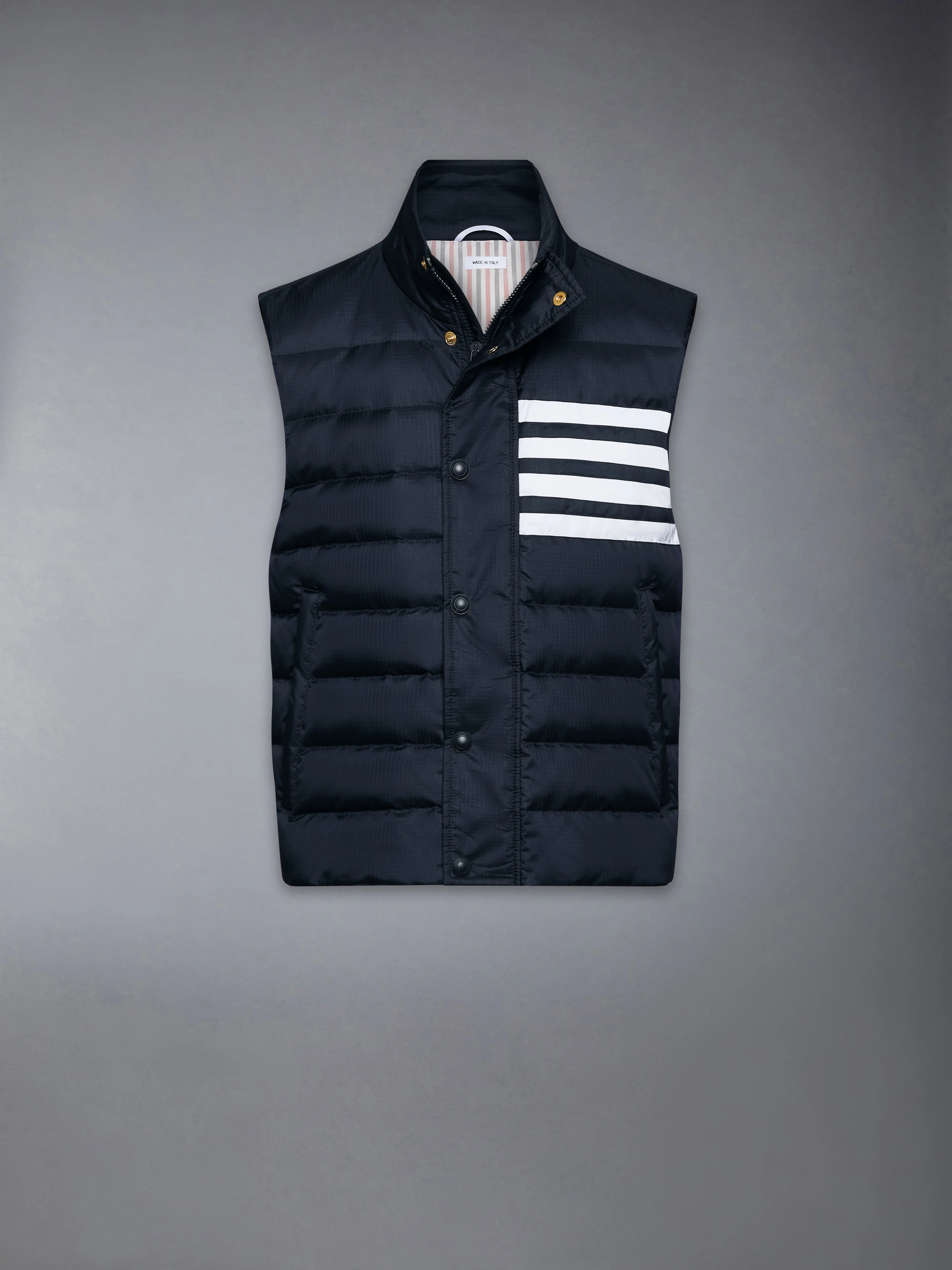 SHINY RIPSTOP LIGHTWEIGHT DOWN FILLED 4-BAR VEST - 1