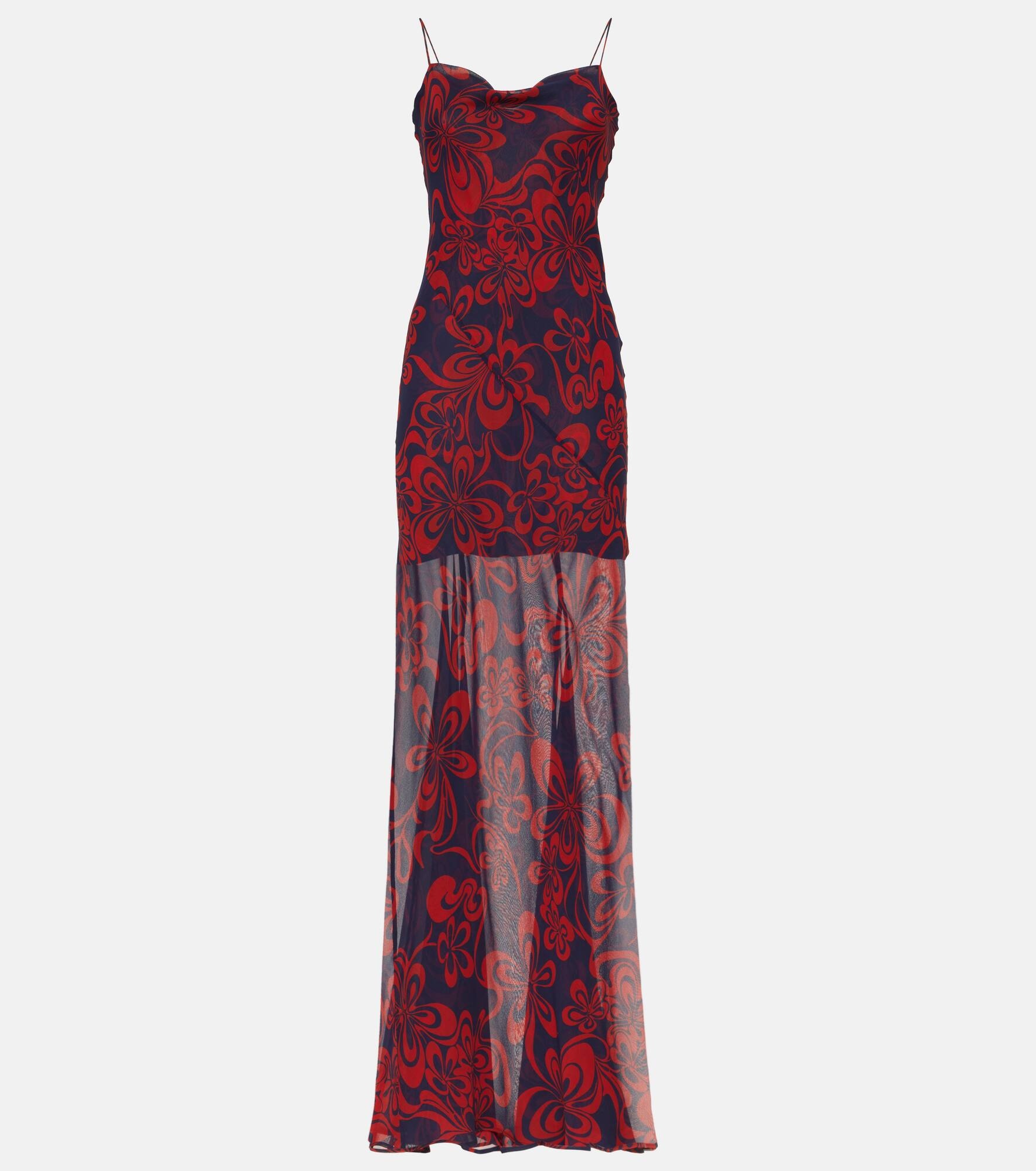 Printed silk georgette maxi dress - 1