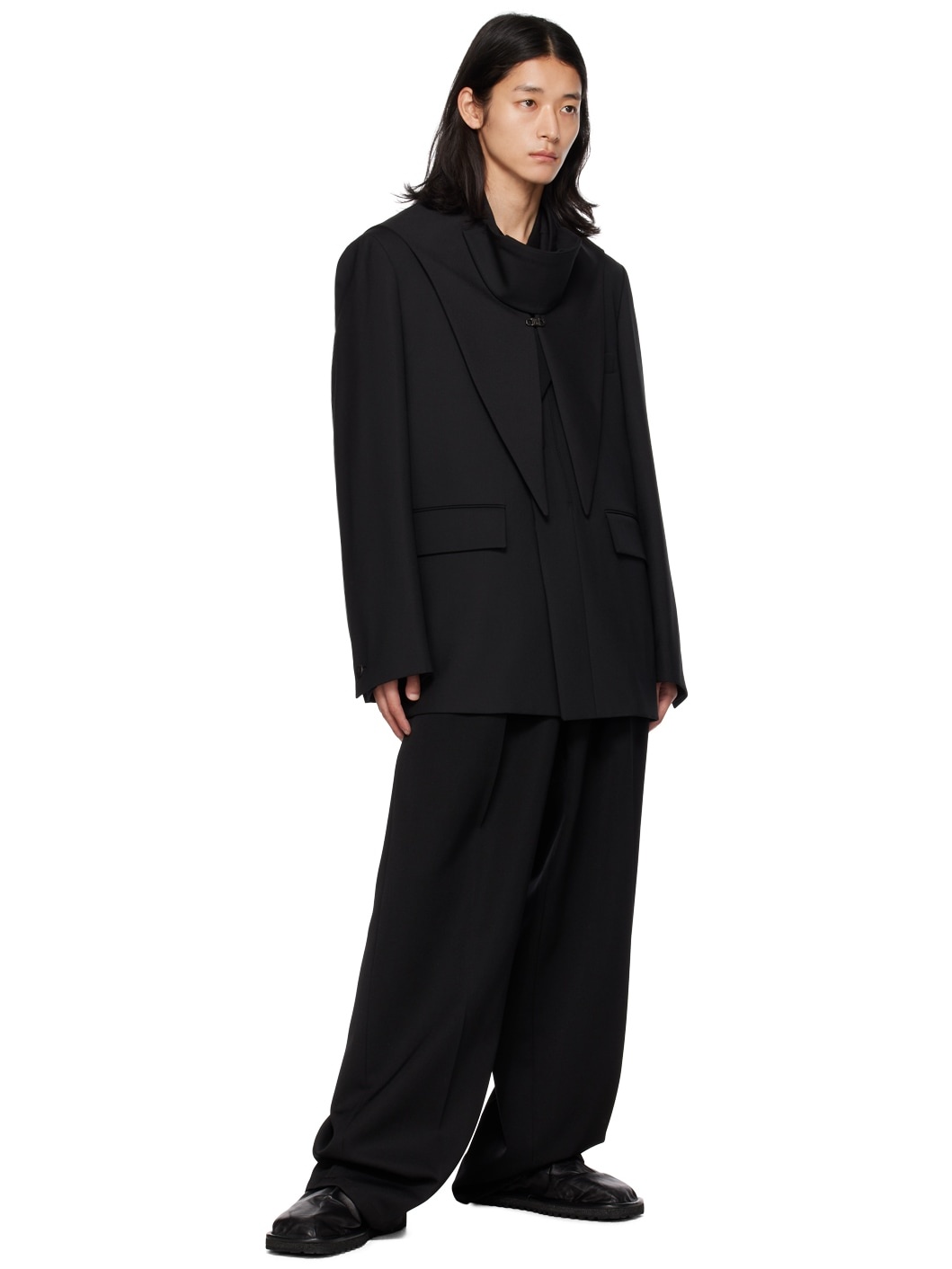 Black Single Breasted Blazer - 5
