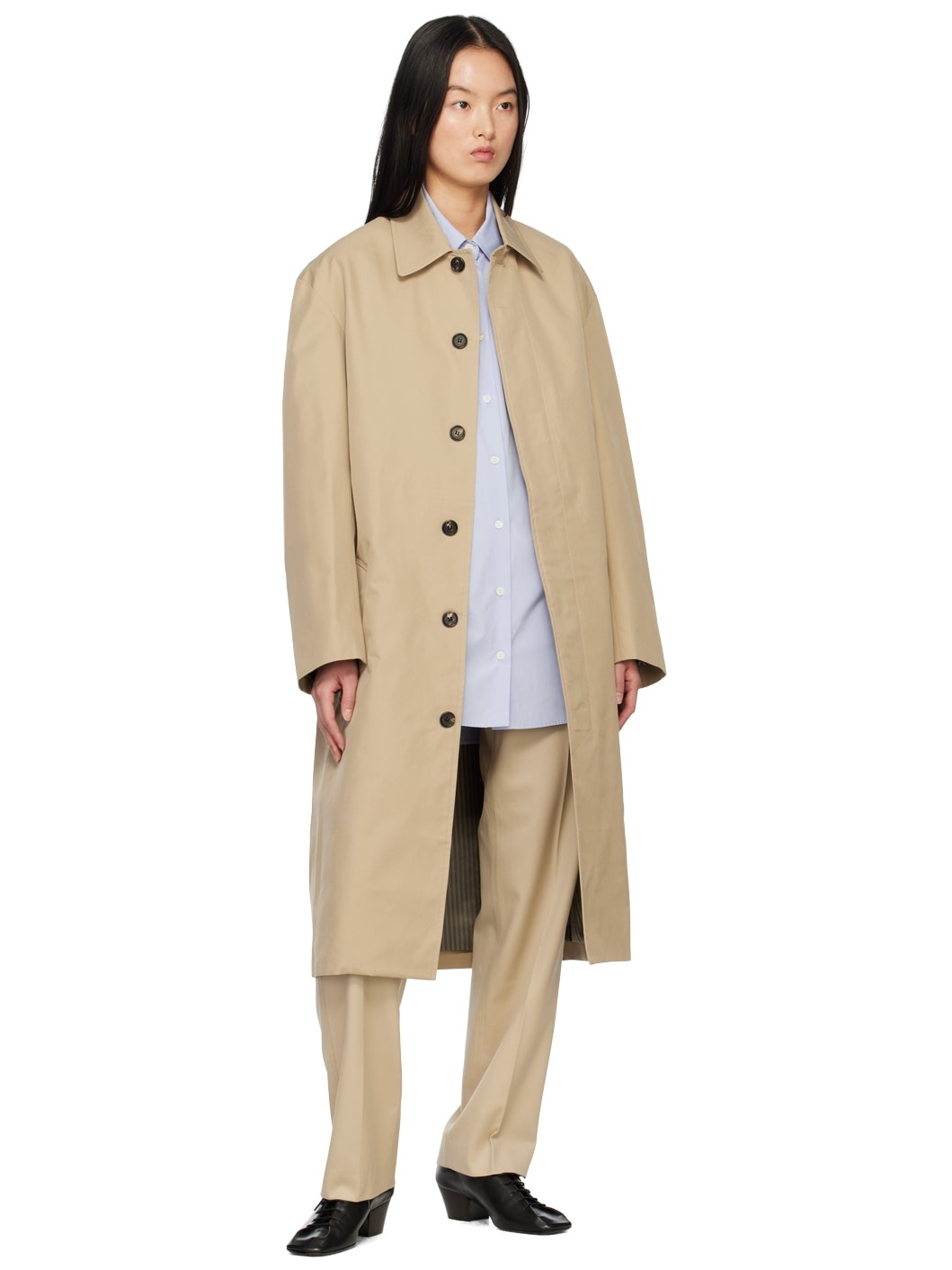 Beige Simple Line Trousers - 4