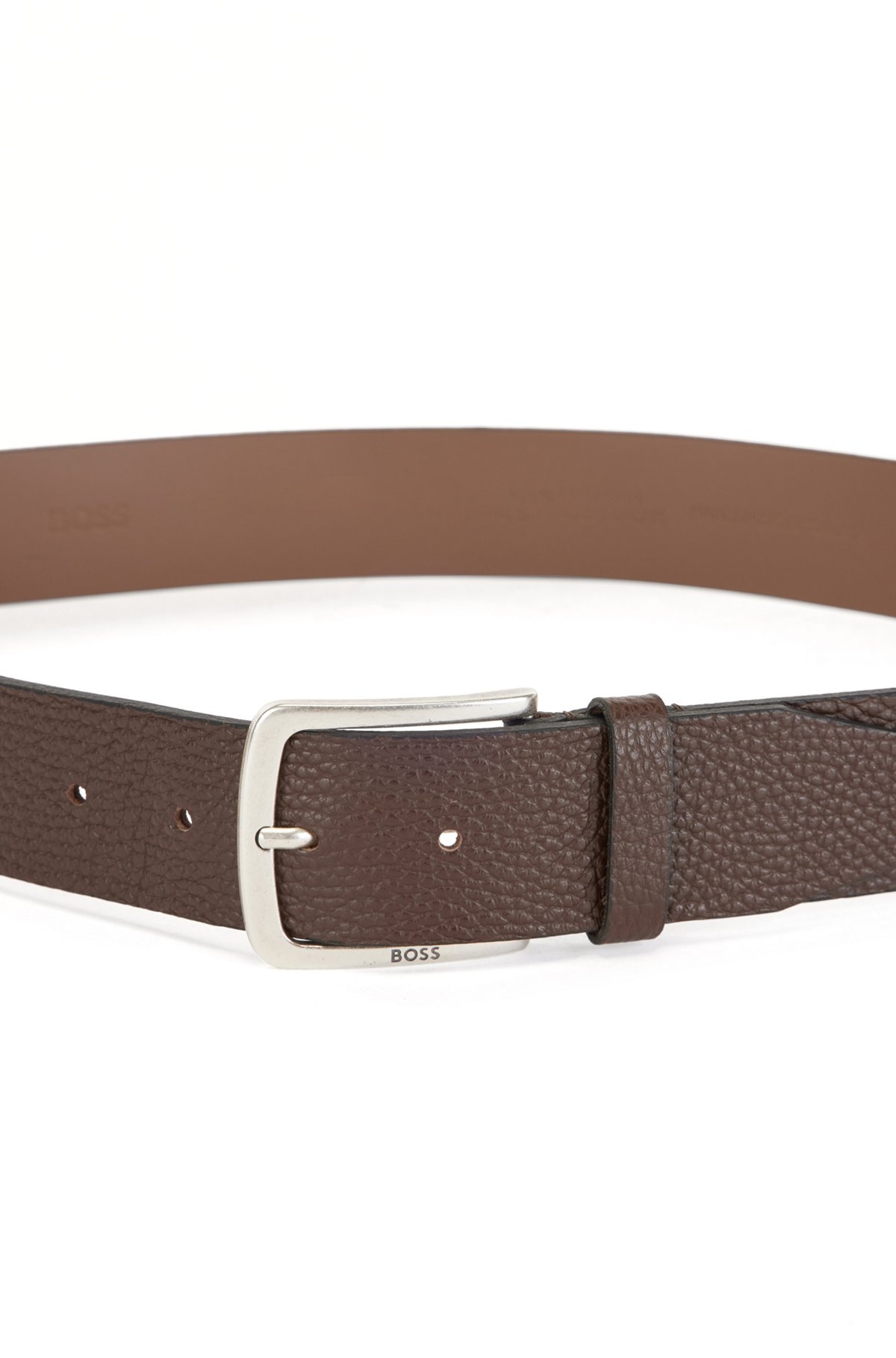 GRAINED ITALIAN-LEATHER BELT WITH BRANDED BUCKLE - 5