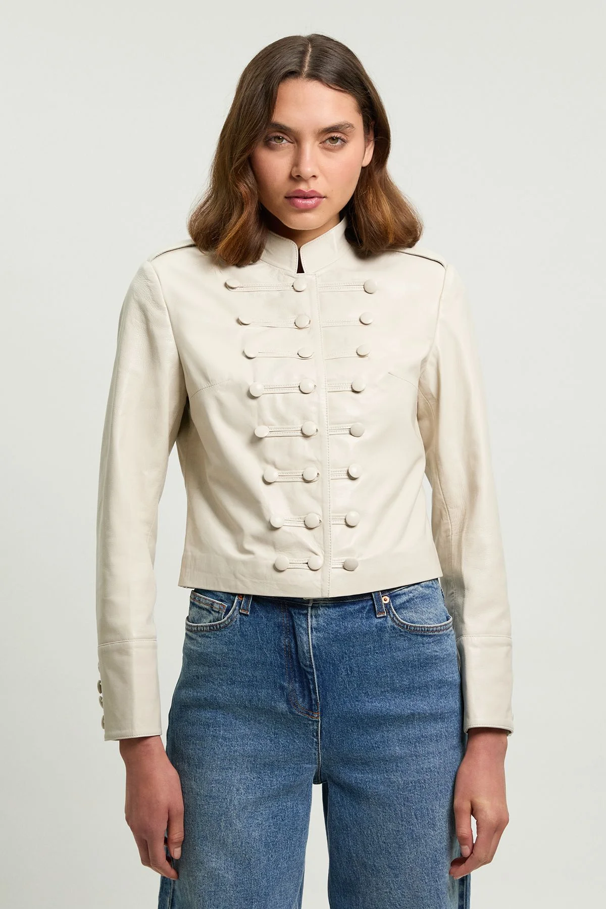 Leather Drummer Boy Detail Jacket - 1
