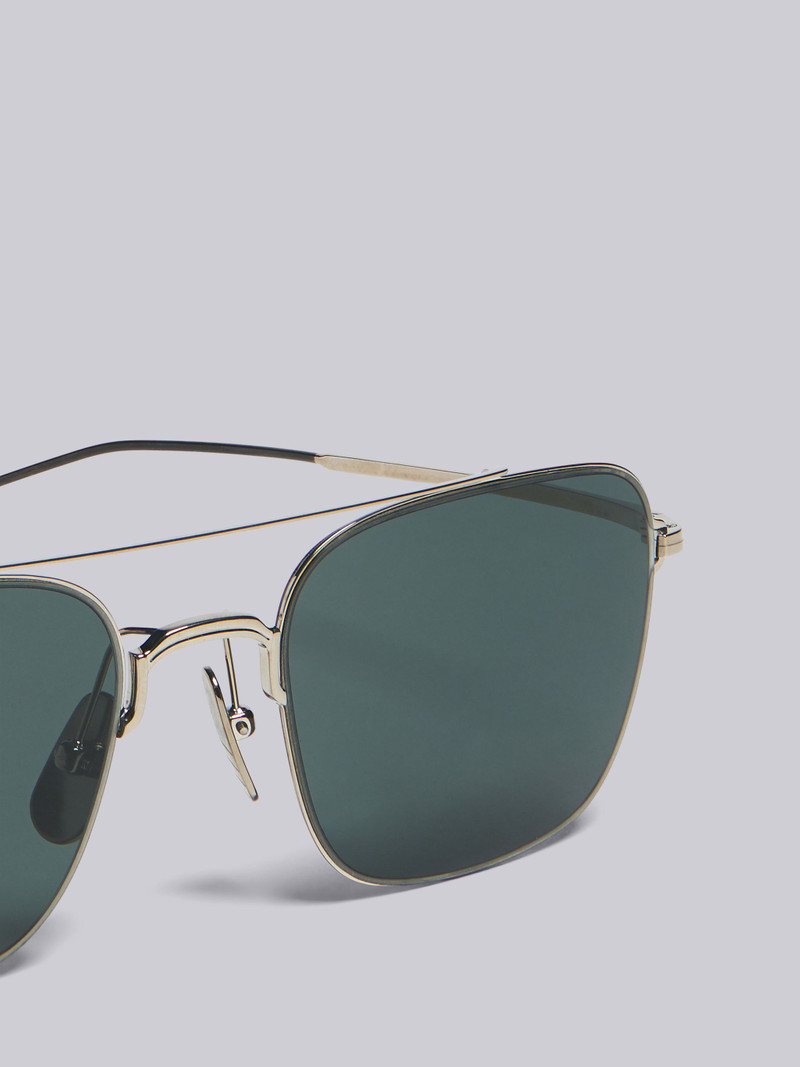Thom Browne TB120 - Silver and Black Iron Aviator Sunglasses outlook