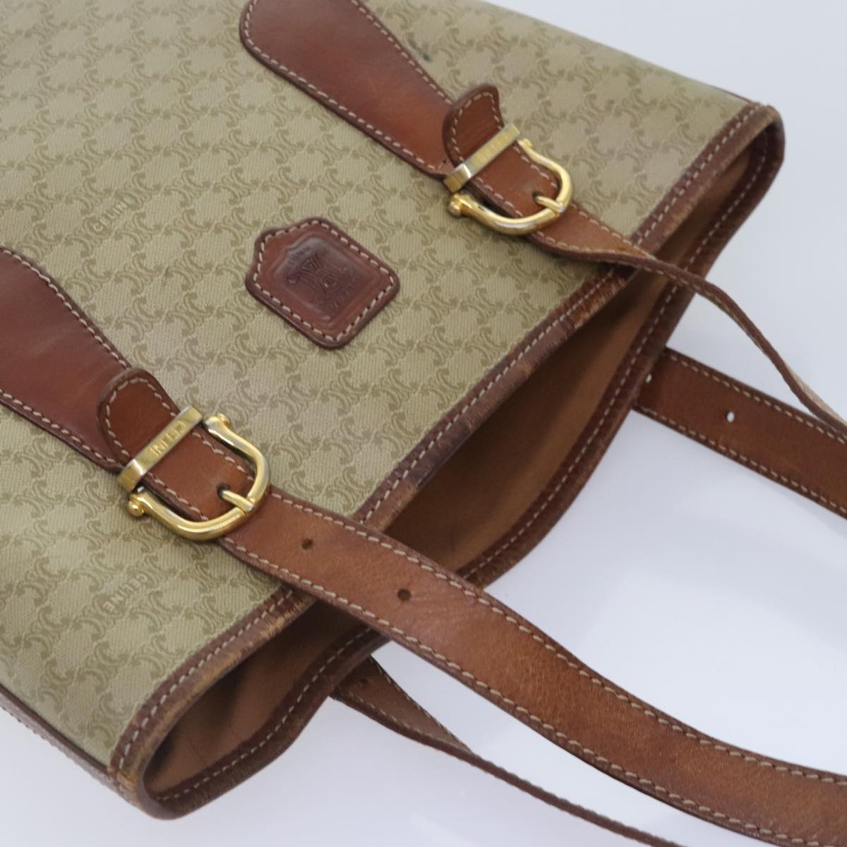 CELINE Macadam Canvas Tote Bag Pvc Leather Beige - 6