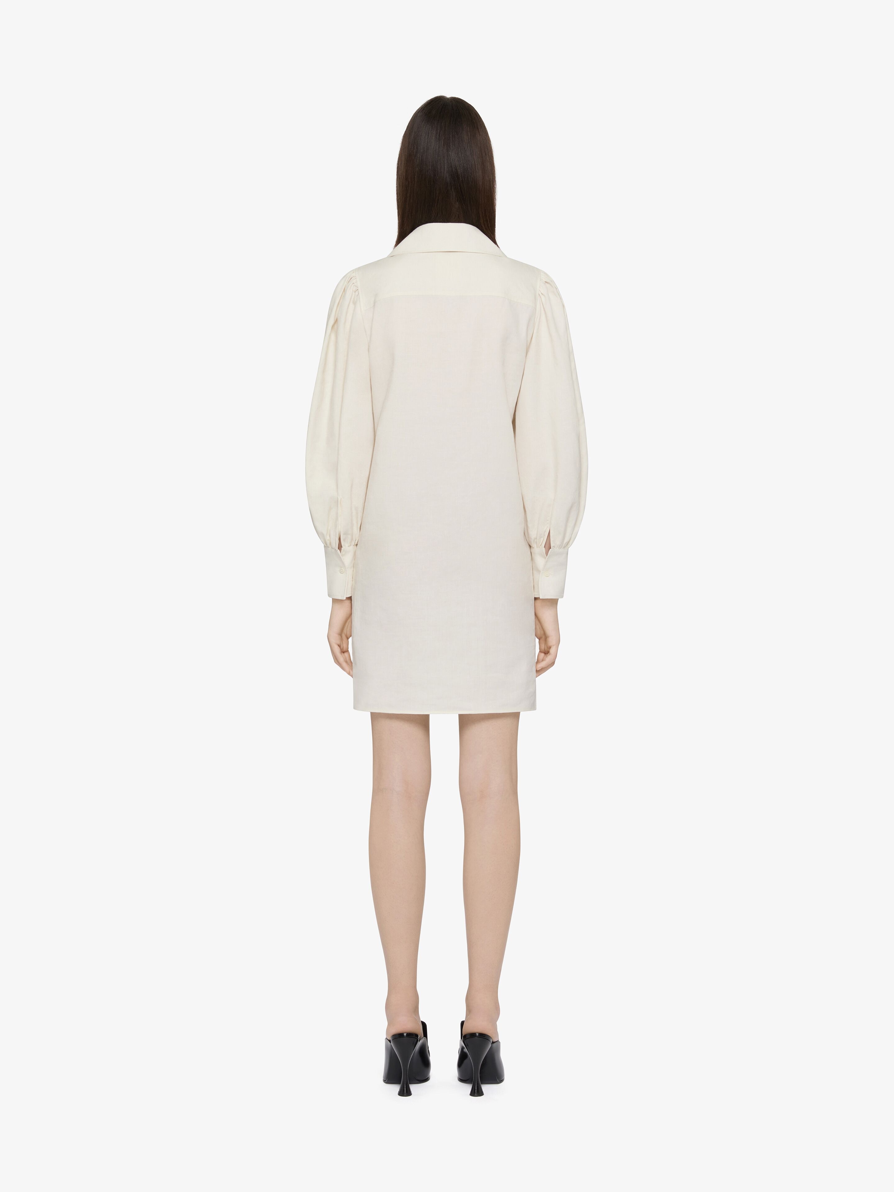 SHIRT DRESS IN LINEN WITH LACES AND 4G EMBROIDERY - 3
