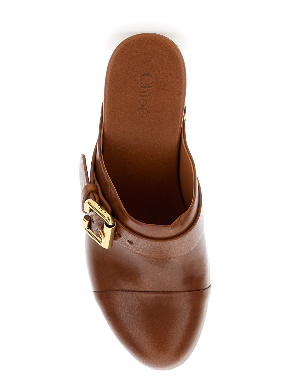Chloé Women 'Jeanette' Brown Wedge Clog In Leather And Wool Woman - 4