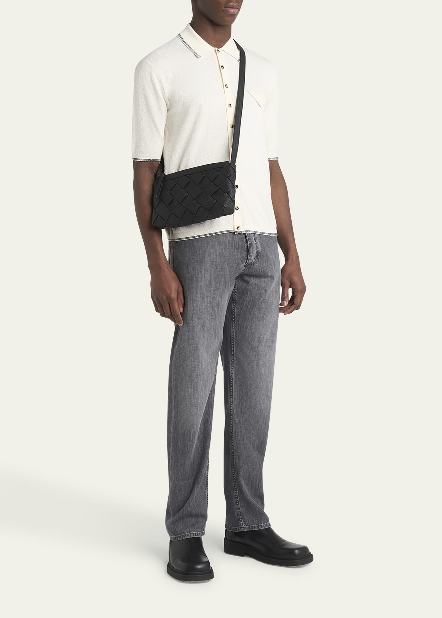 Men's Diago Zip Intreccio Taurillon Messenger Bag - 6
