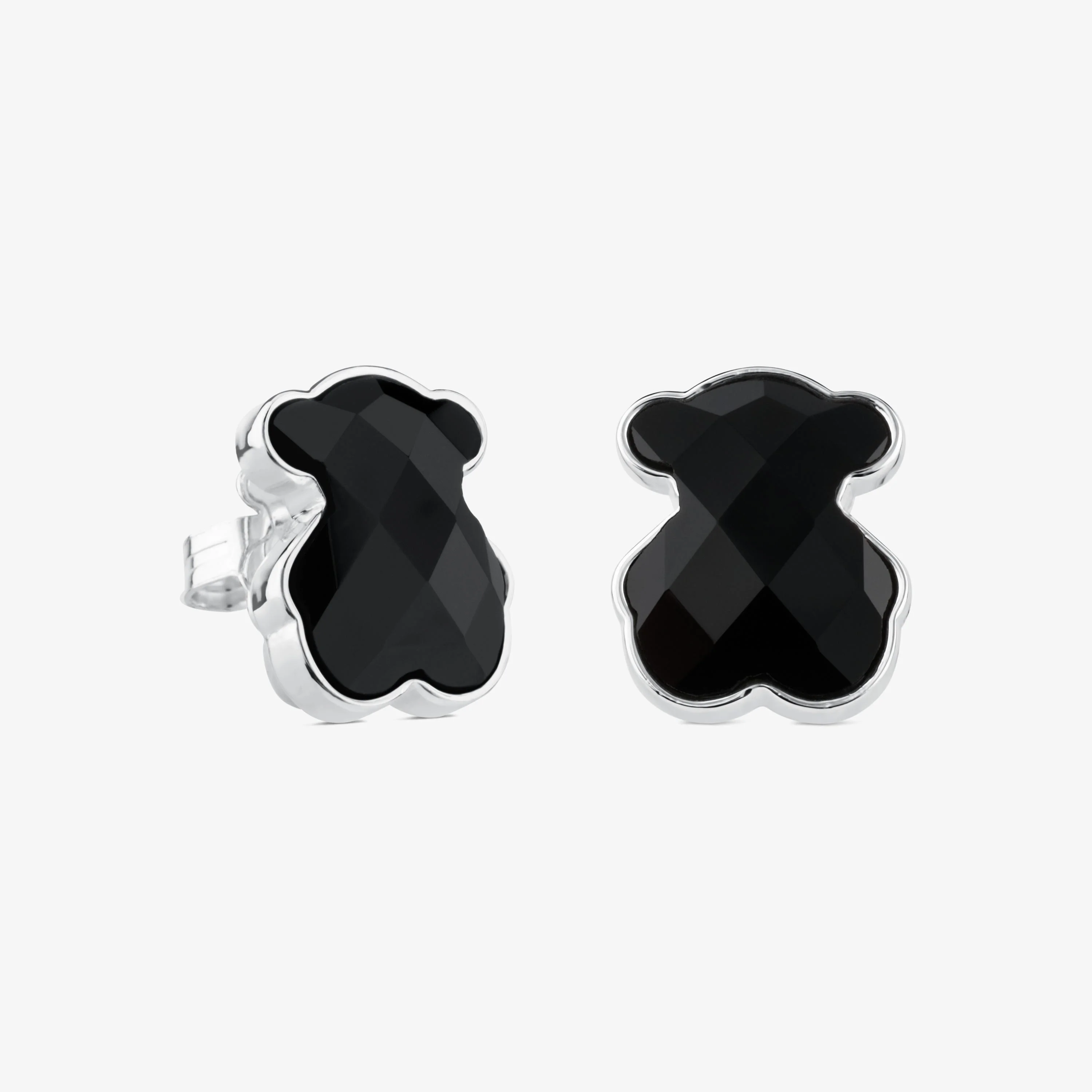 Silver TOUS Color Earrings with faceted onyx - 1